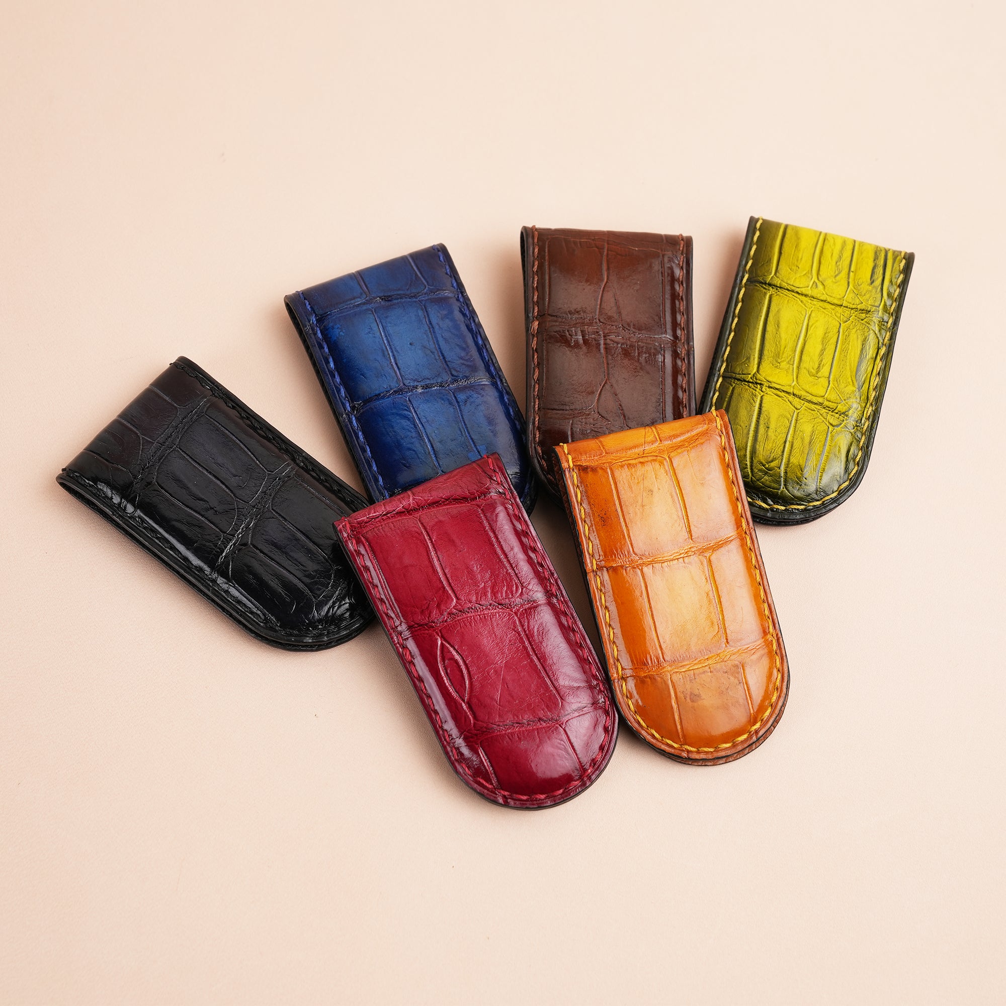 Yellow Alligator Leather Money Clip