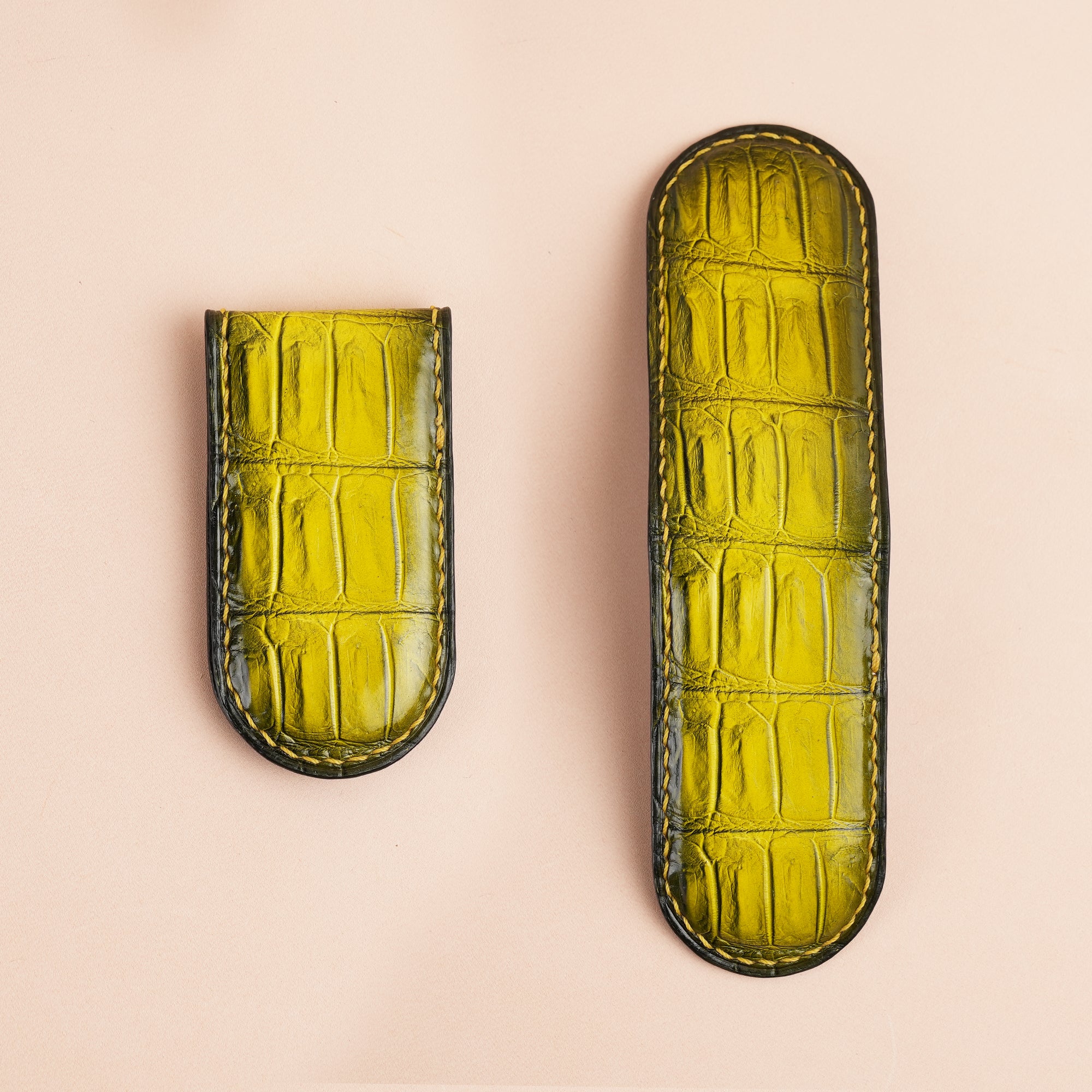 Yellow Alligator Leather Money Clip