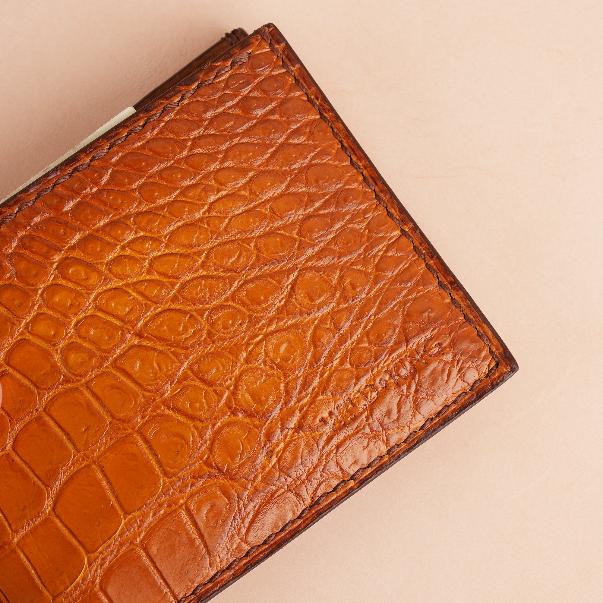 Tan Crocodile Leather Bifold Wallet