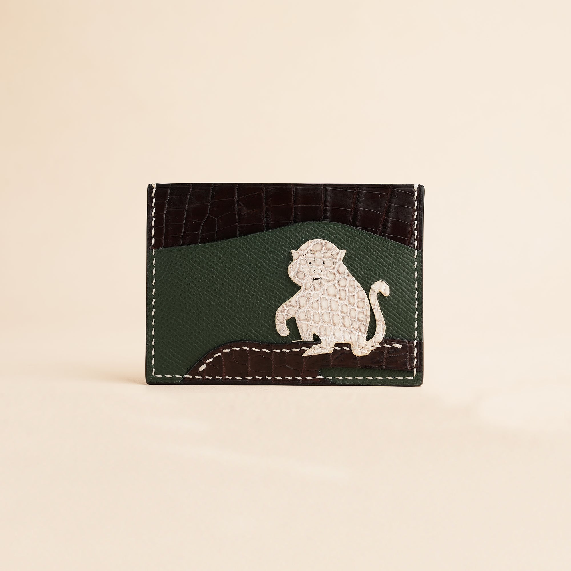 Epsom Leather mix Alligator Leather Card Holder - Stupid Monkey