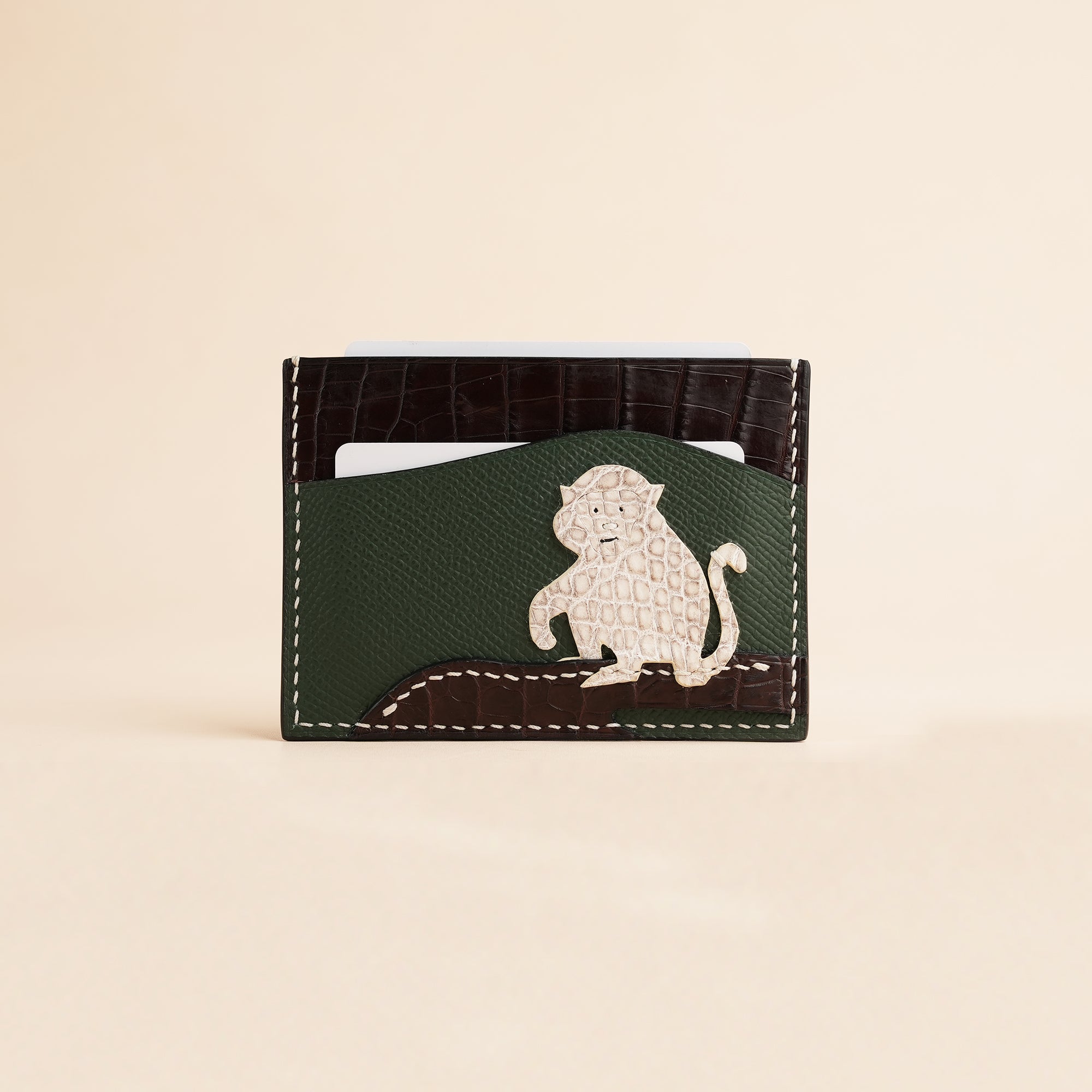 Epsom Leather mix Alligator Leather Card Holder - Stupid Monkey