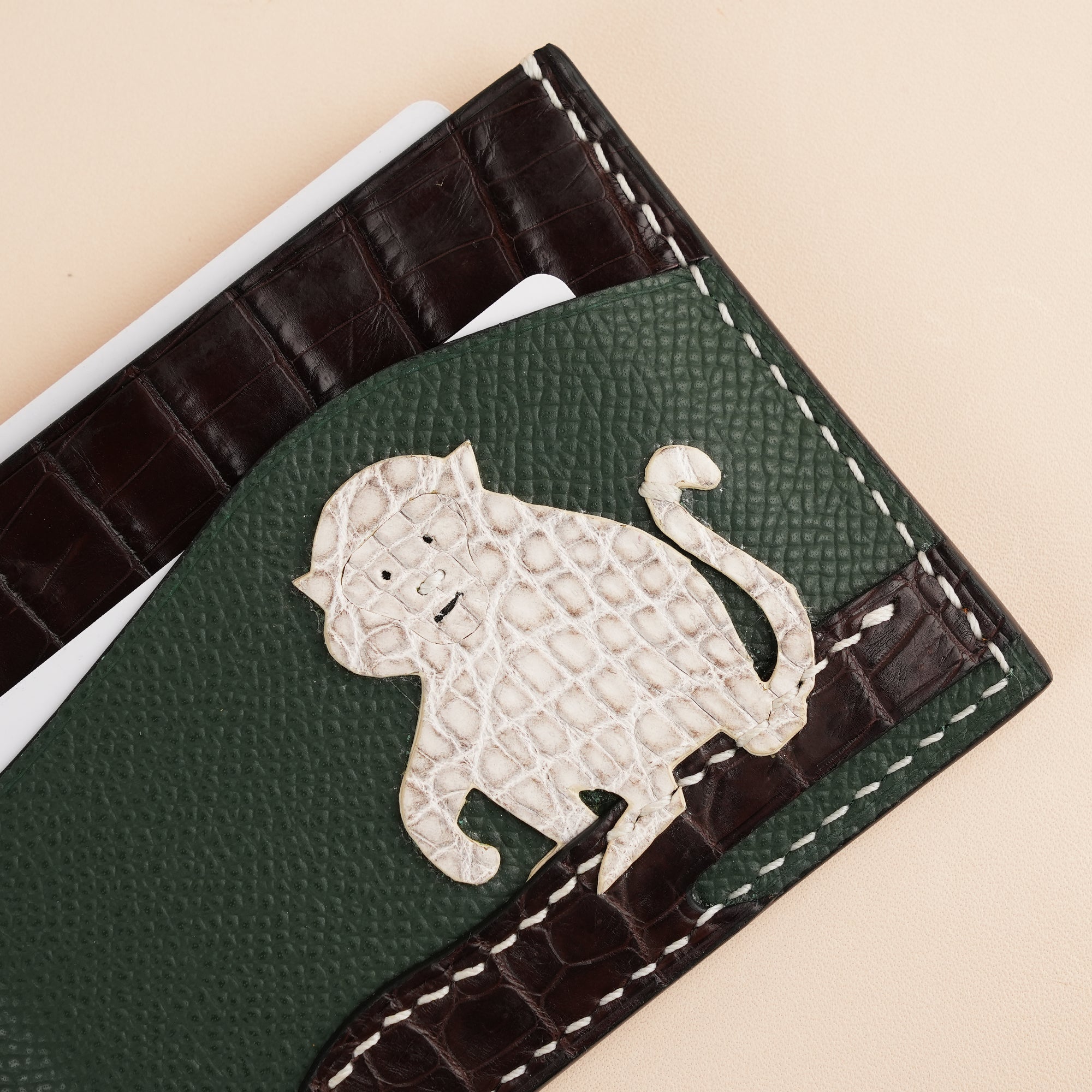 Epsom Leather mix Alligator Leather Card Holder - Stupid Monkey