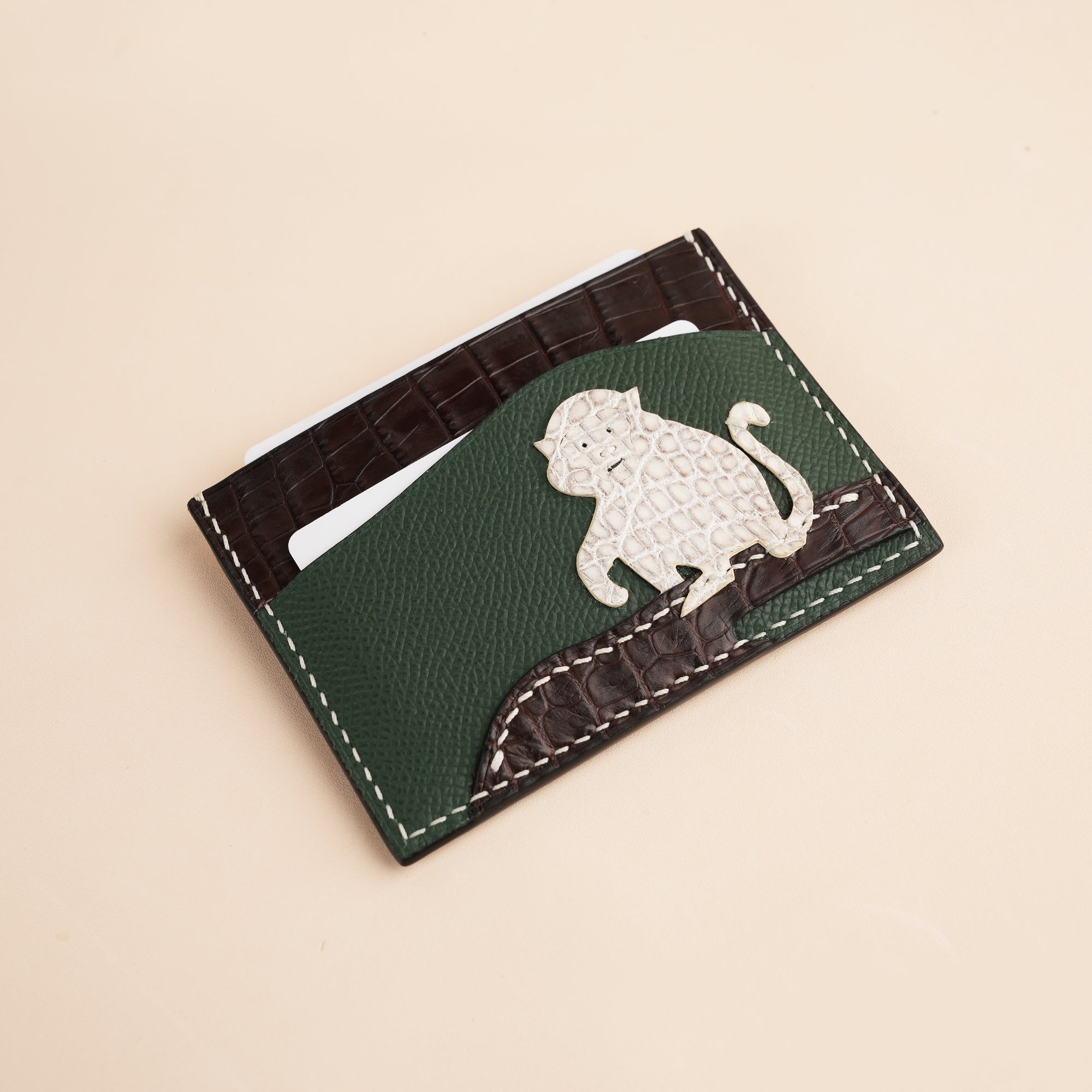 Epsom Leather mix Alligator Leather Card Holder - Stupid Monkey