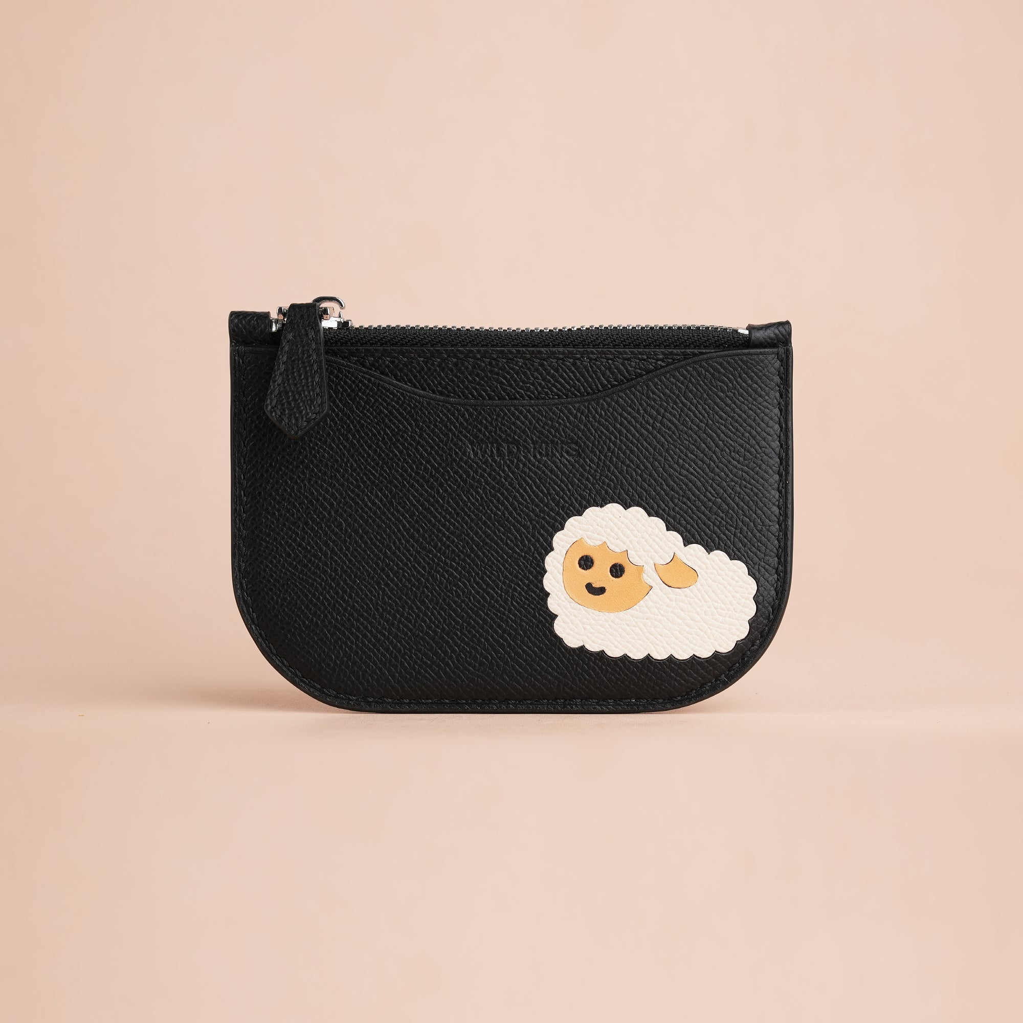 Sheep Design Epsom Leather Zipper Wallet
