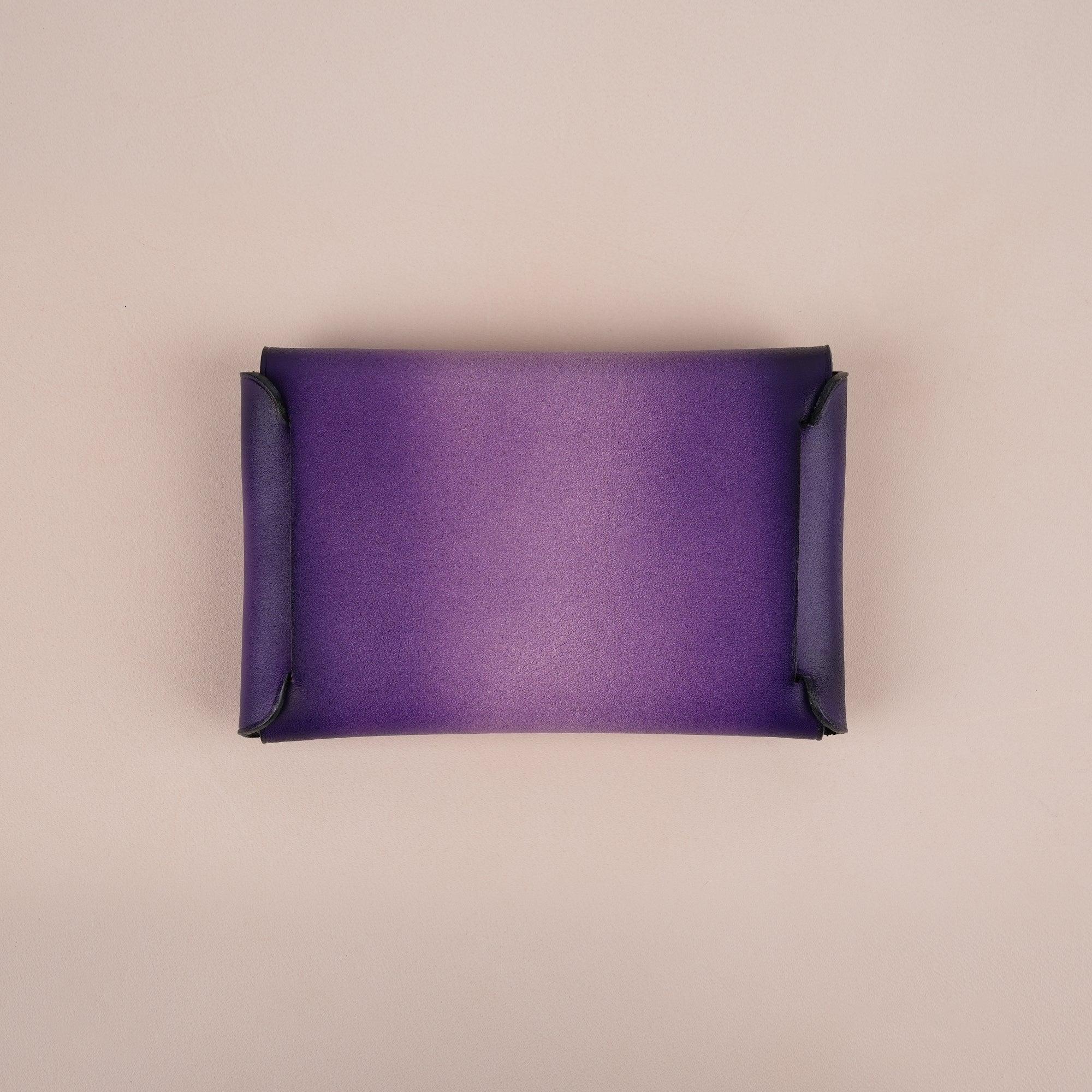 Patina Purple Leather Card Coin Purse Small - WildandKing