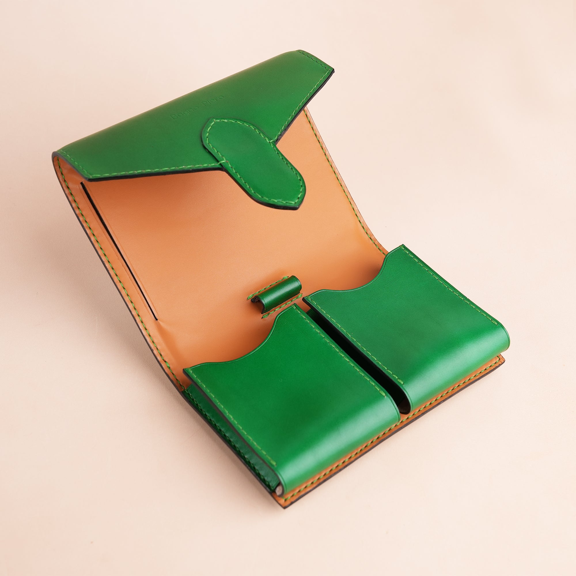 Green Leather Wallet Card Deck