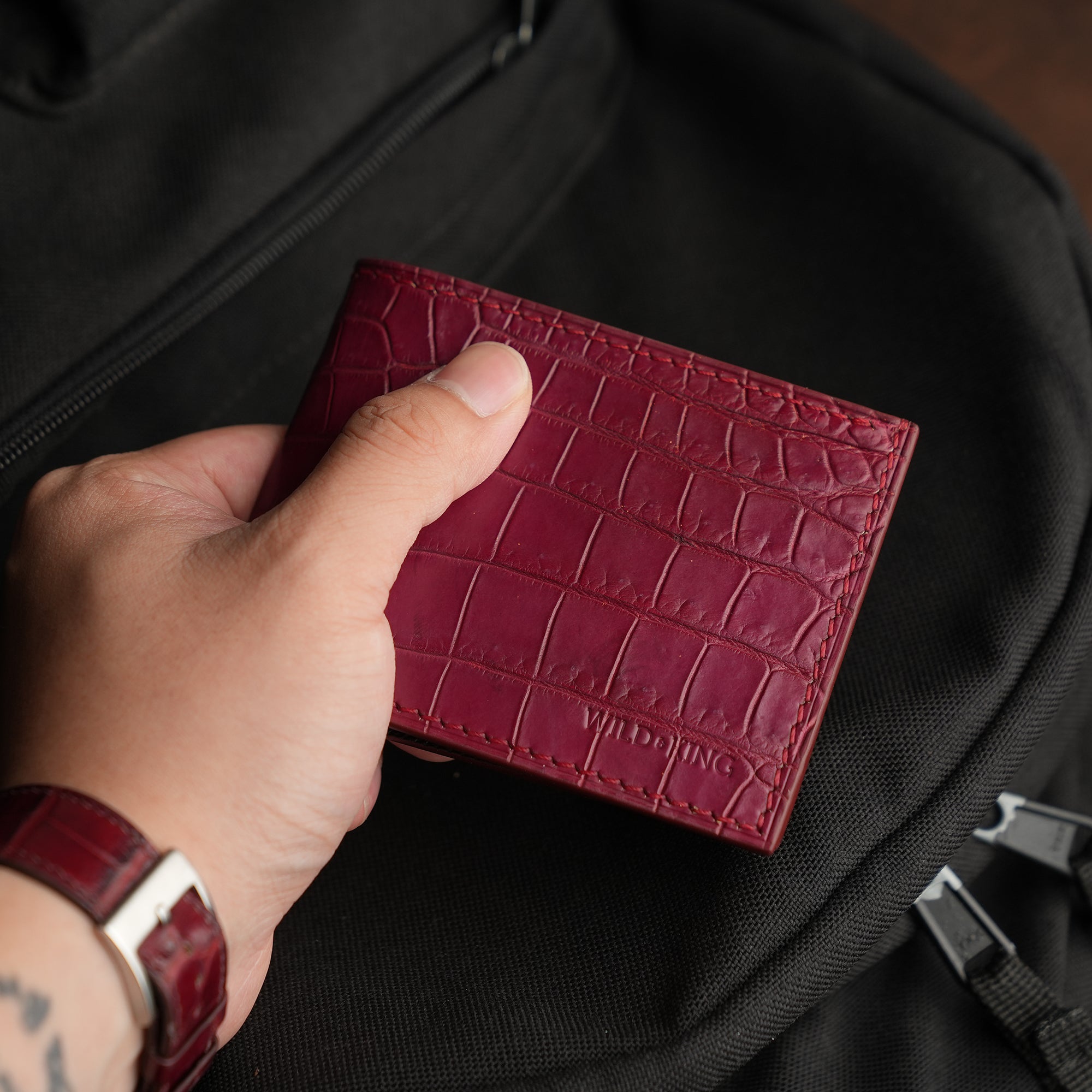 Tan Crocodile Leather Bifold Wallet