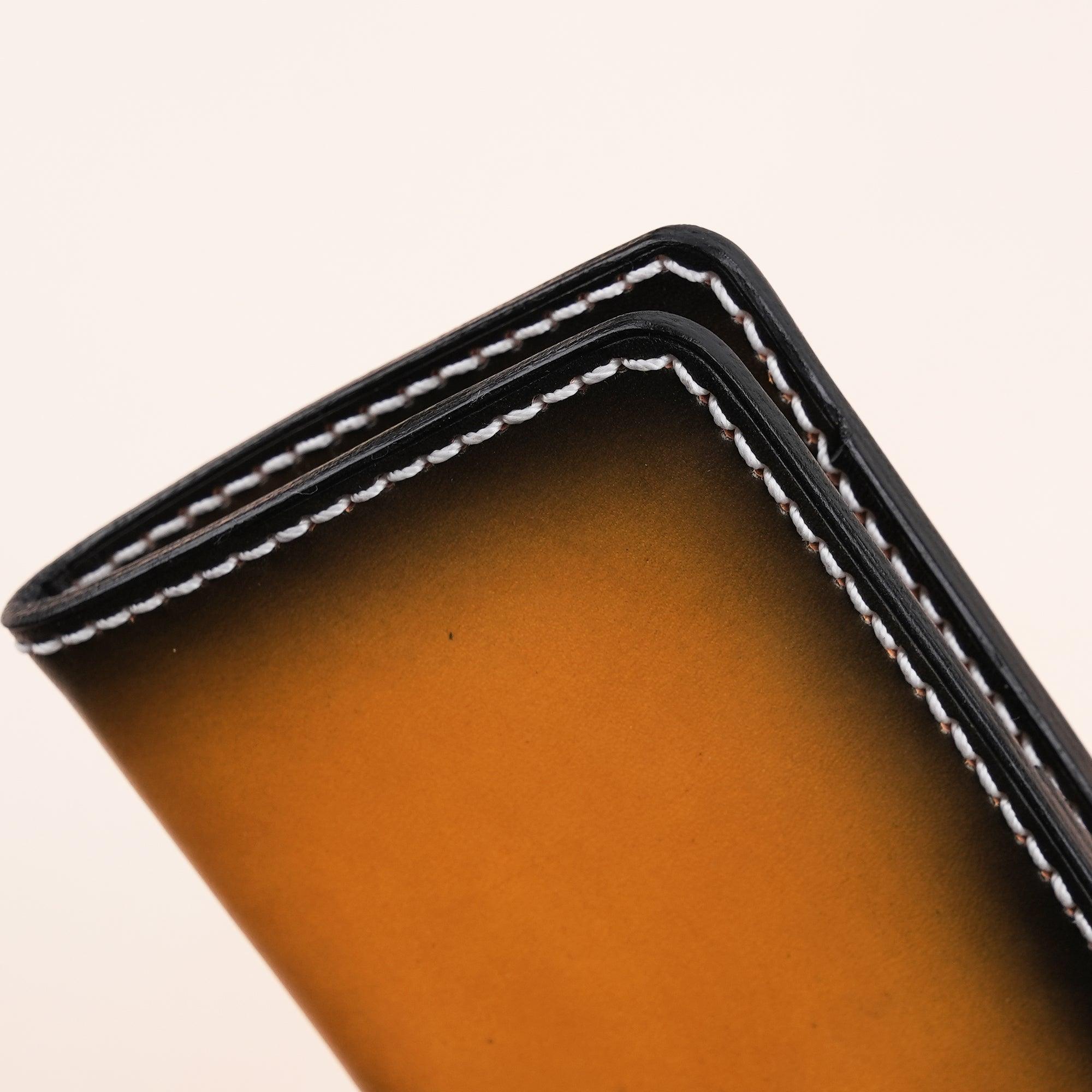 Patina Orange Leather Bifold Card Wallet Minimalist - WildandKing