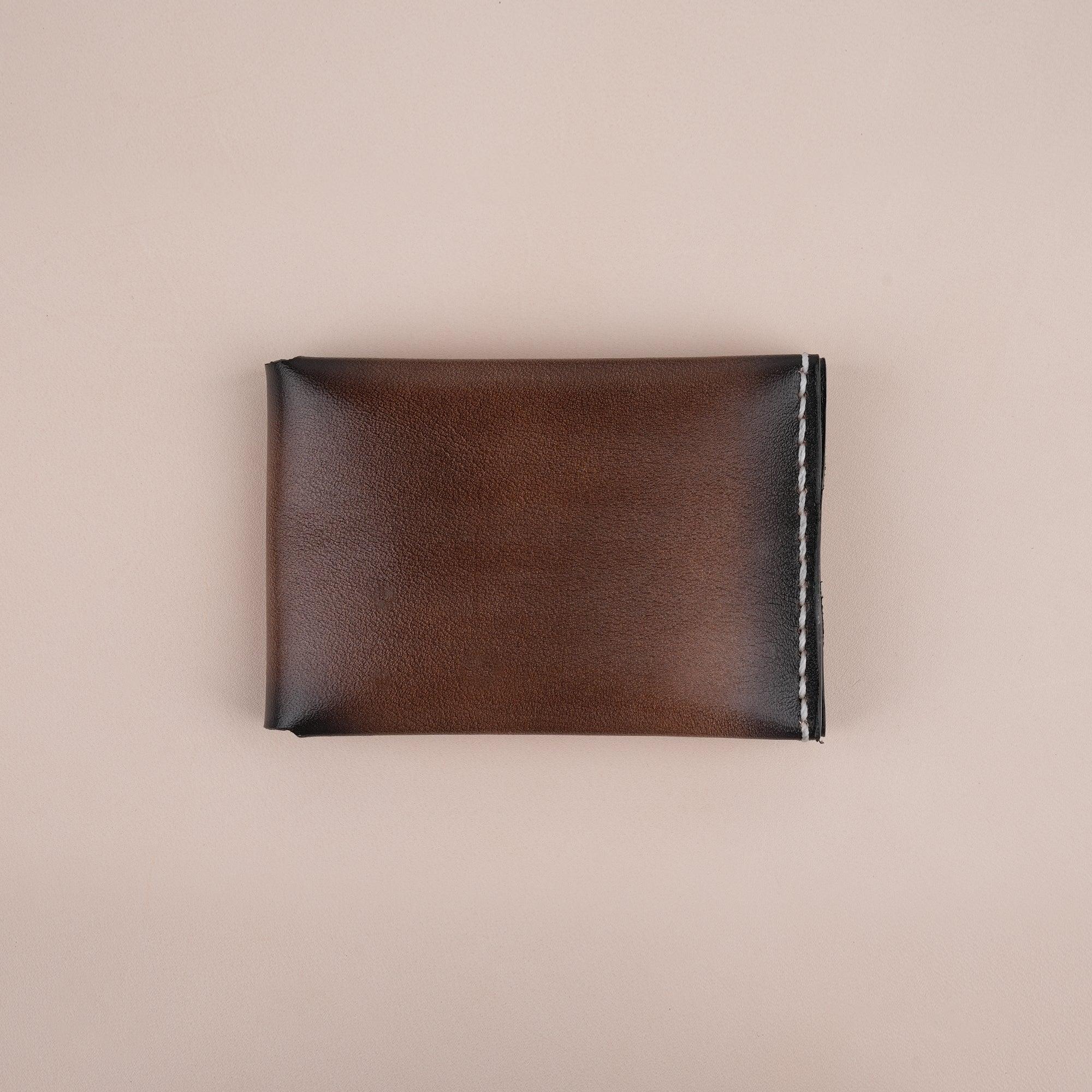 Patina Brown Minimalist Bifold Card Holder Wallet - WildandKing