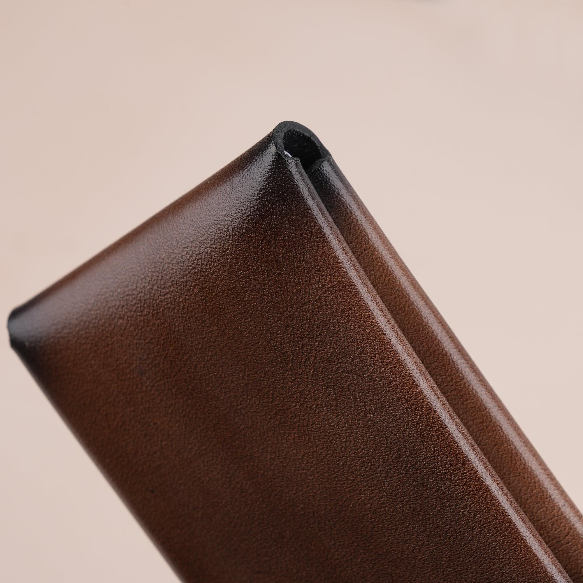 Patina Brown Minimalist Bifold Card Holder Wallet - WildandKing