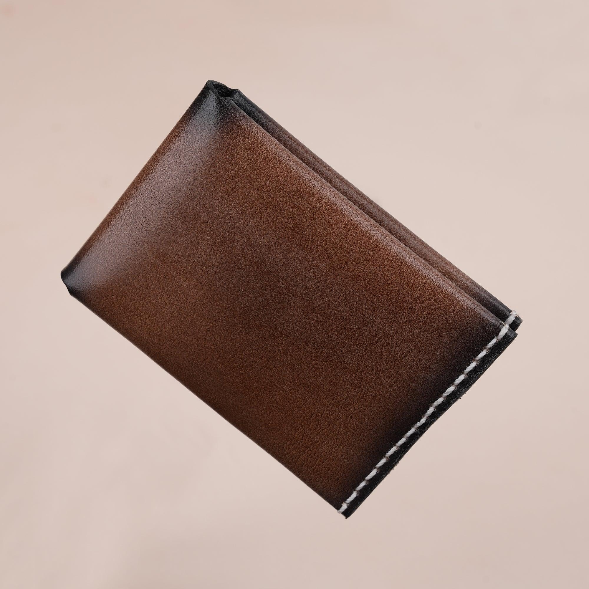 Patina Brown Minimalist Bifold Card Holder Wallet - WildandKing