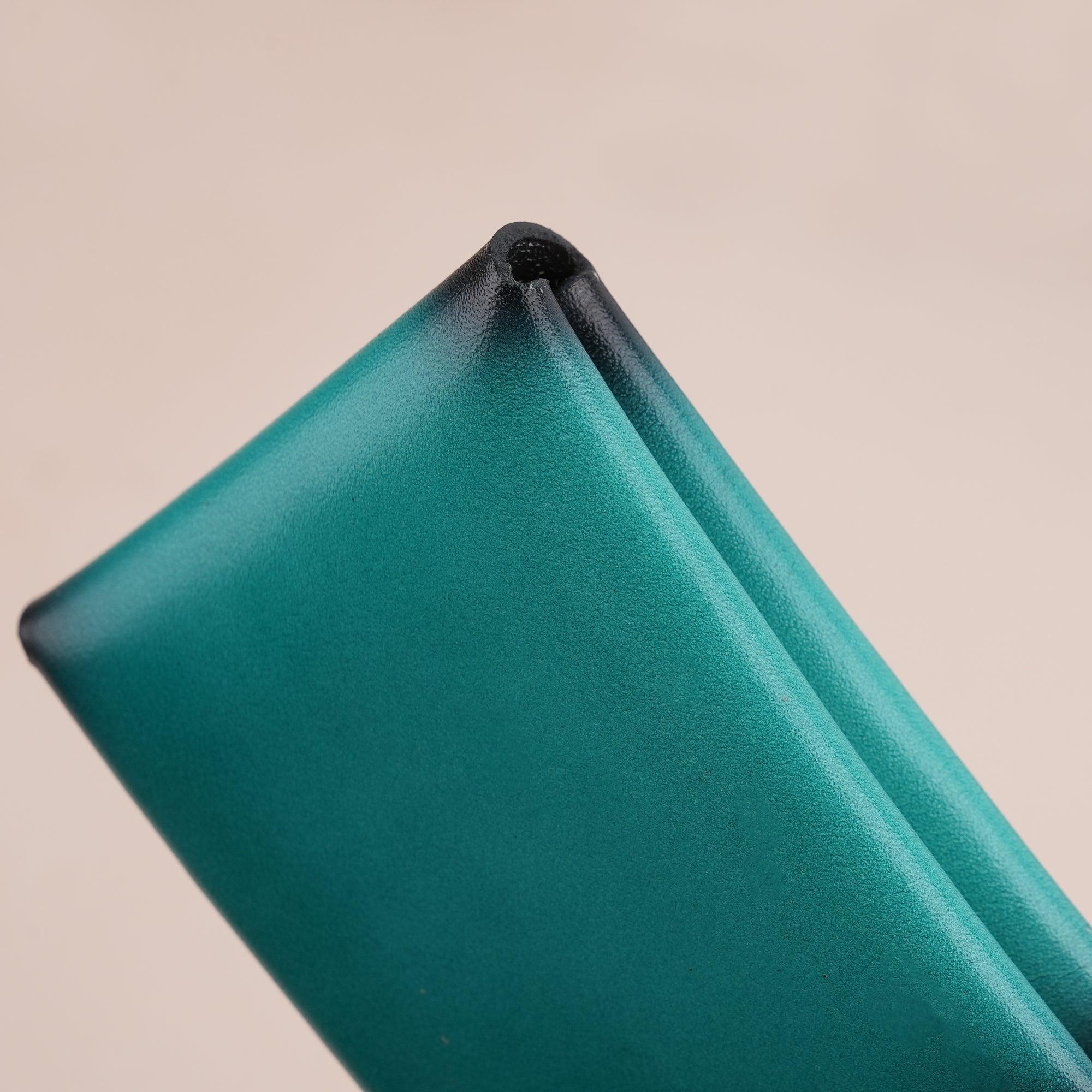 Patina Turquoise Minimalist Bifold Card Holder Wallet - WildandKing