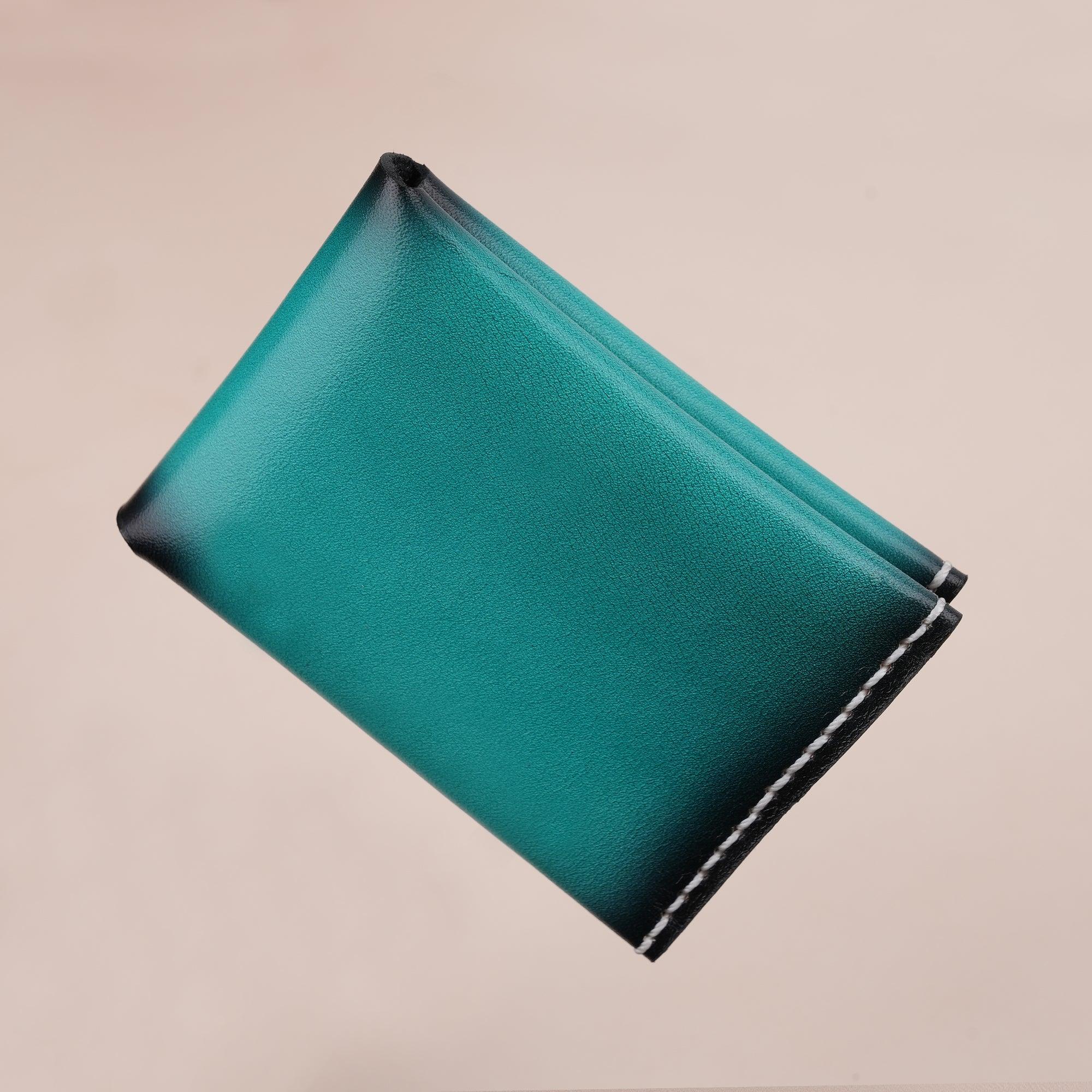 Patina Turquoise Minimalist Bifold Card Holder Wallet - WildandKing