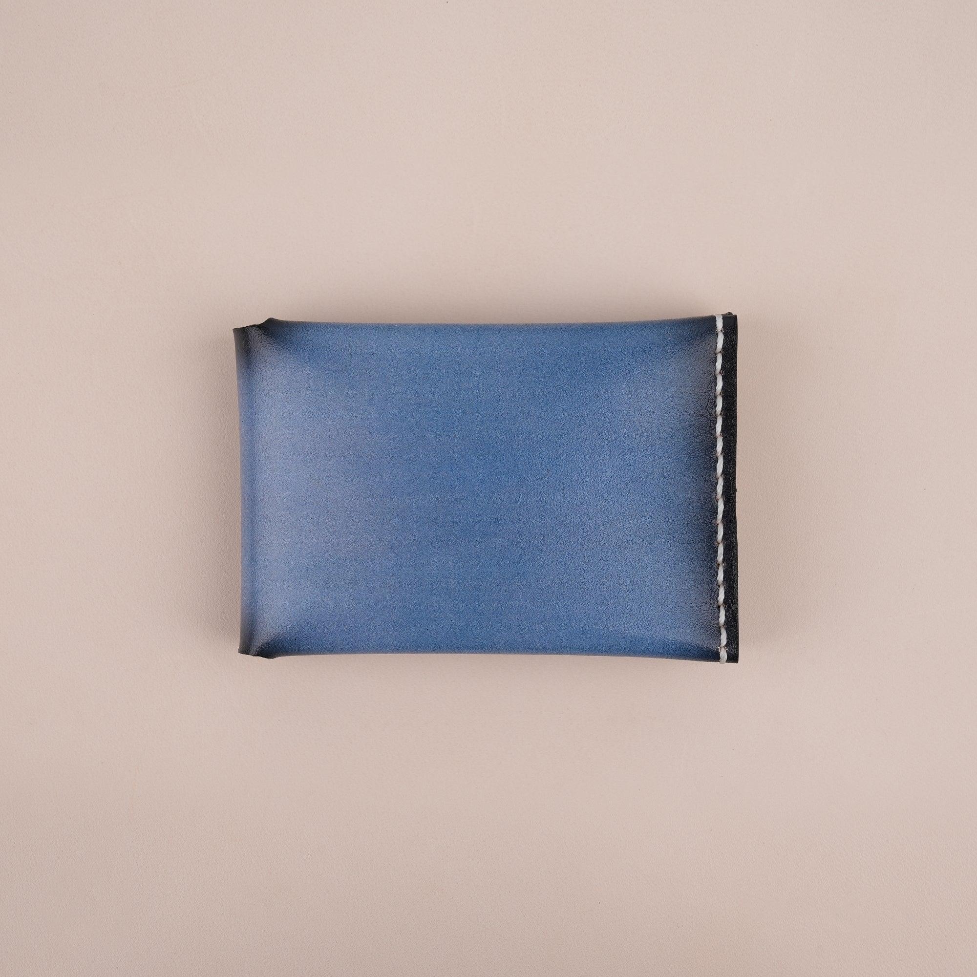 Patina Blue Minimalist Bifold Card Holder Wallet - WildandKing