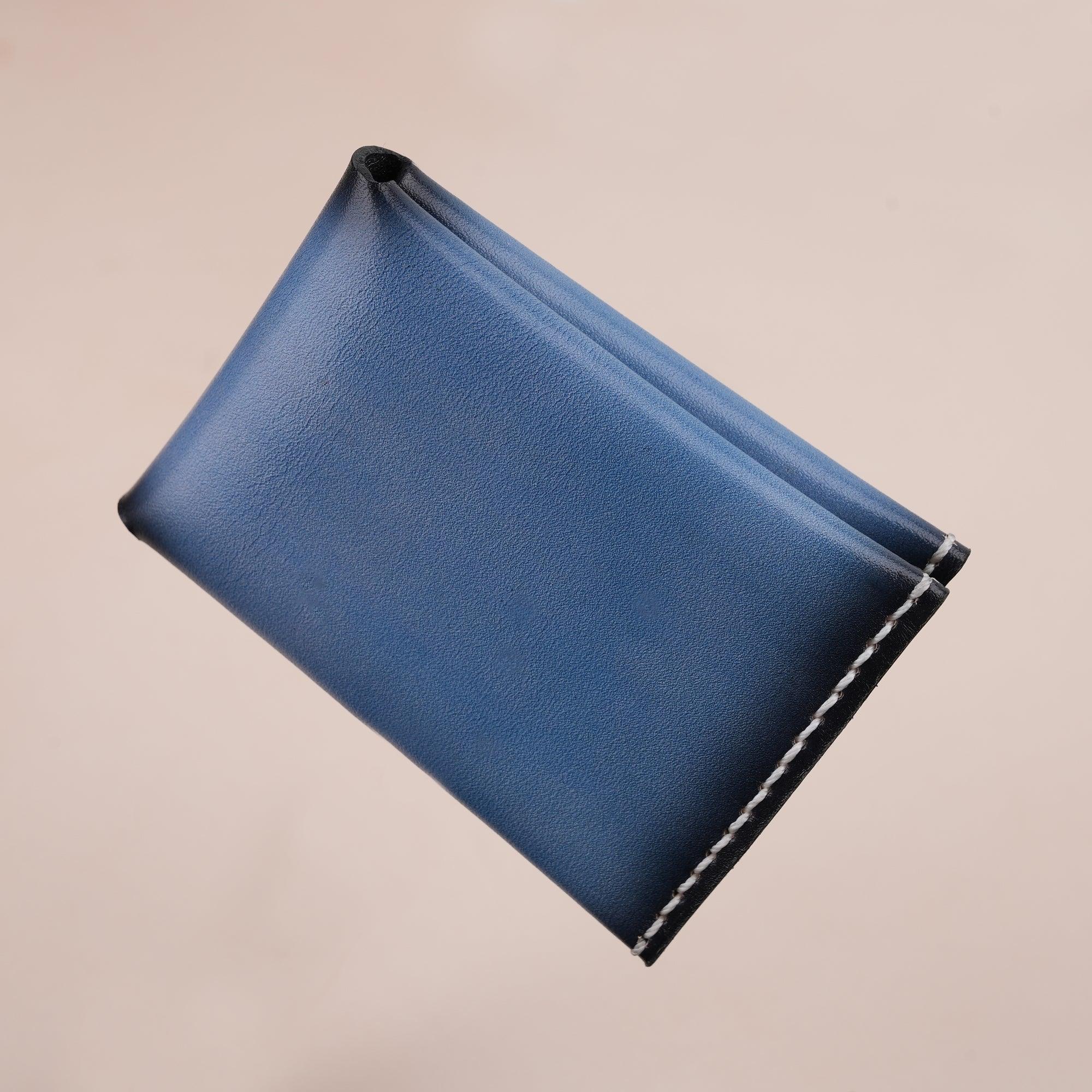 Patina Blue Minimalist Bifold Card Holder Wallet - WildandKing