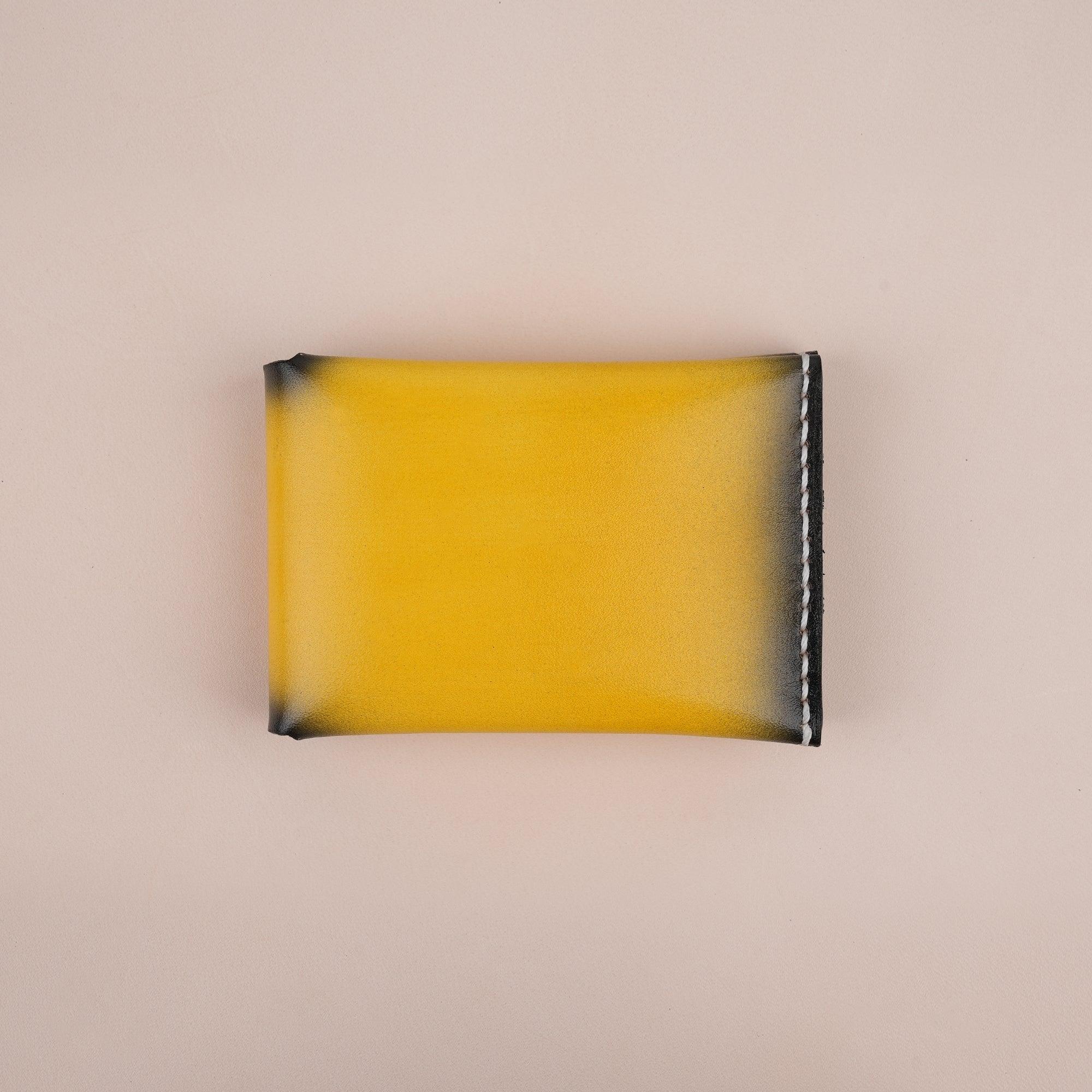 Patina Yellow Minimalist Bifold Card Holder Wallet - WildandKing