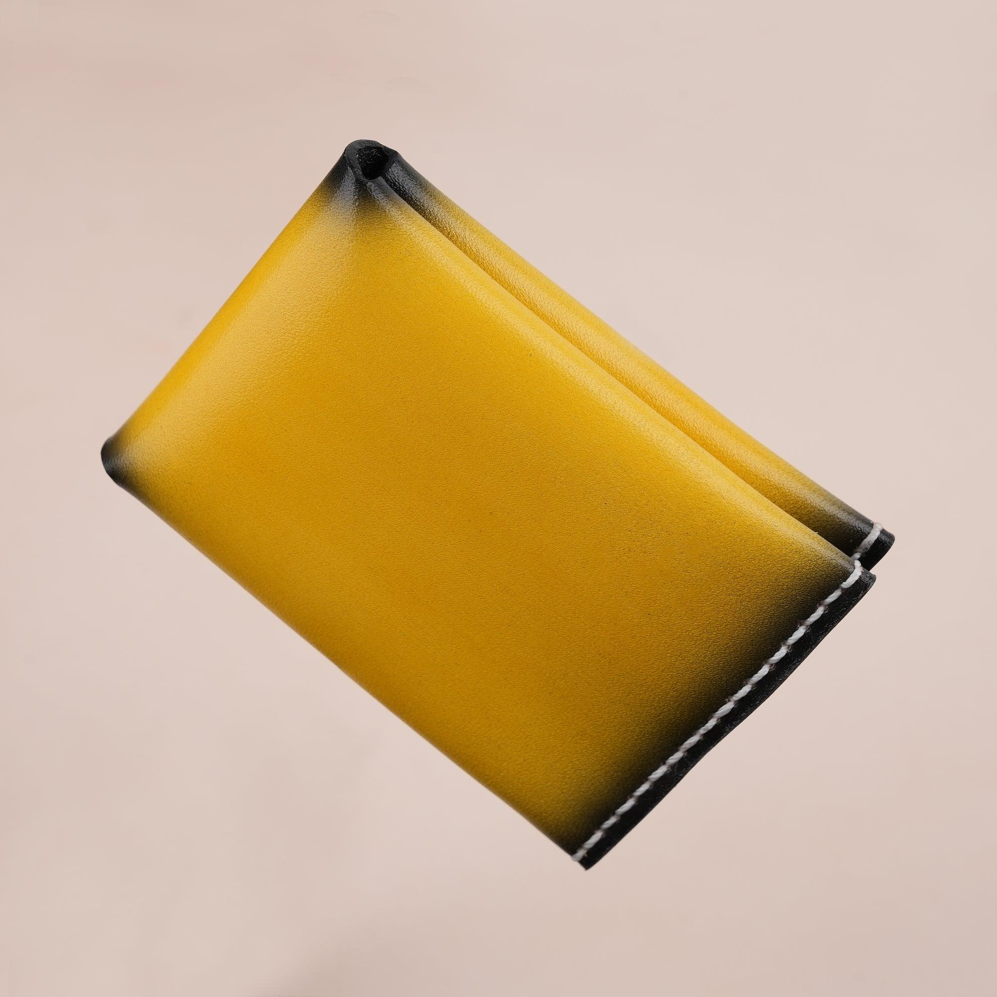 Patina Yellow Minimalist Bifold Card Holder Wallet - WildandKing