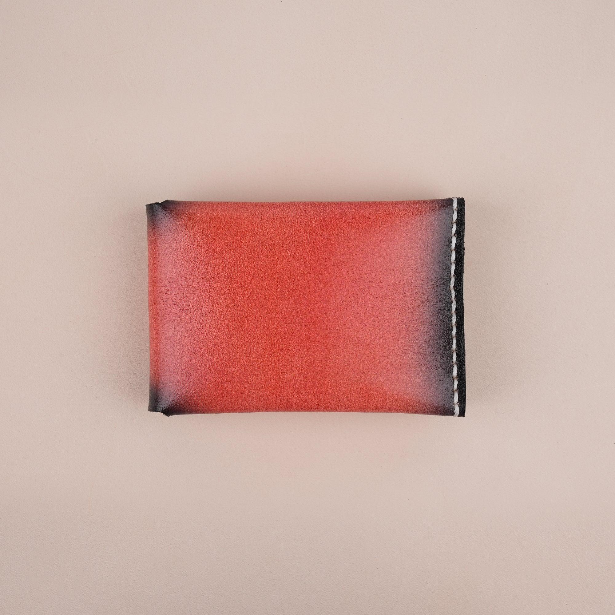 Patina Red Minimalist Bifold Card Holder Wallet - WildandKing