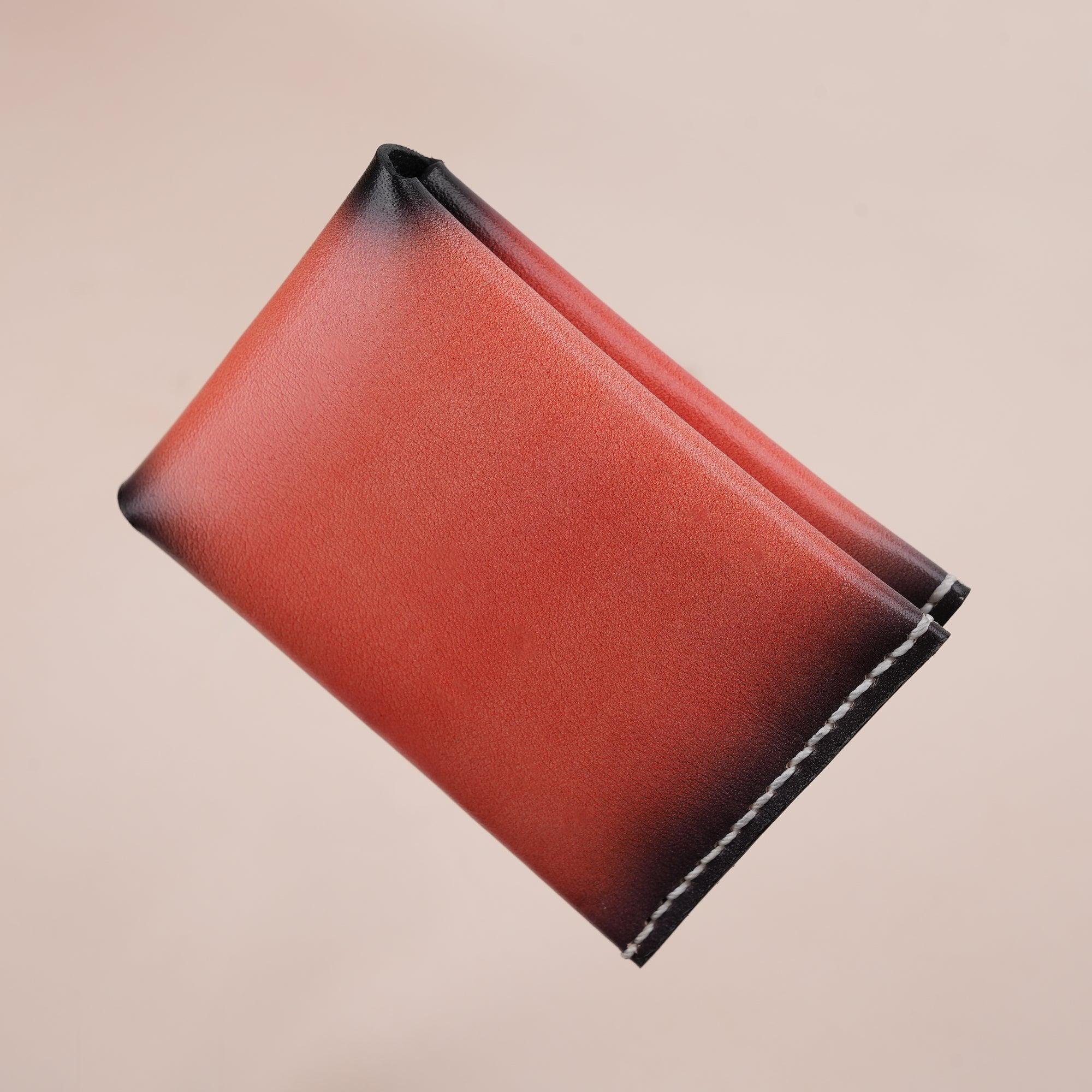 Patina Red Minimalist Bifold Card Holder Wallet - WildandKing