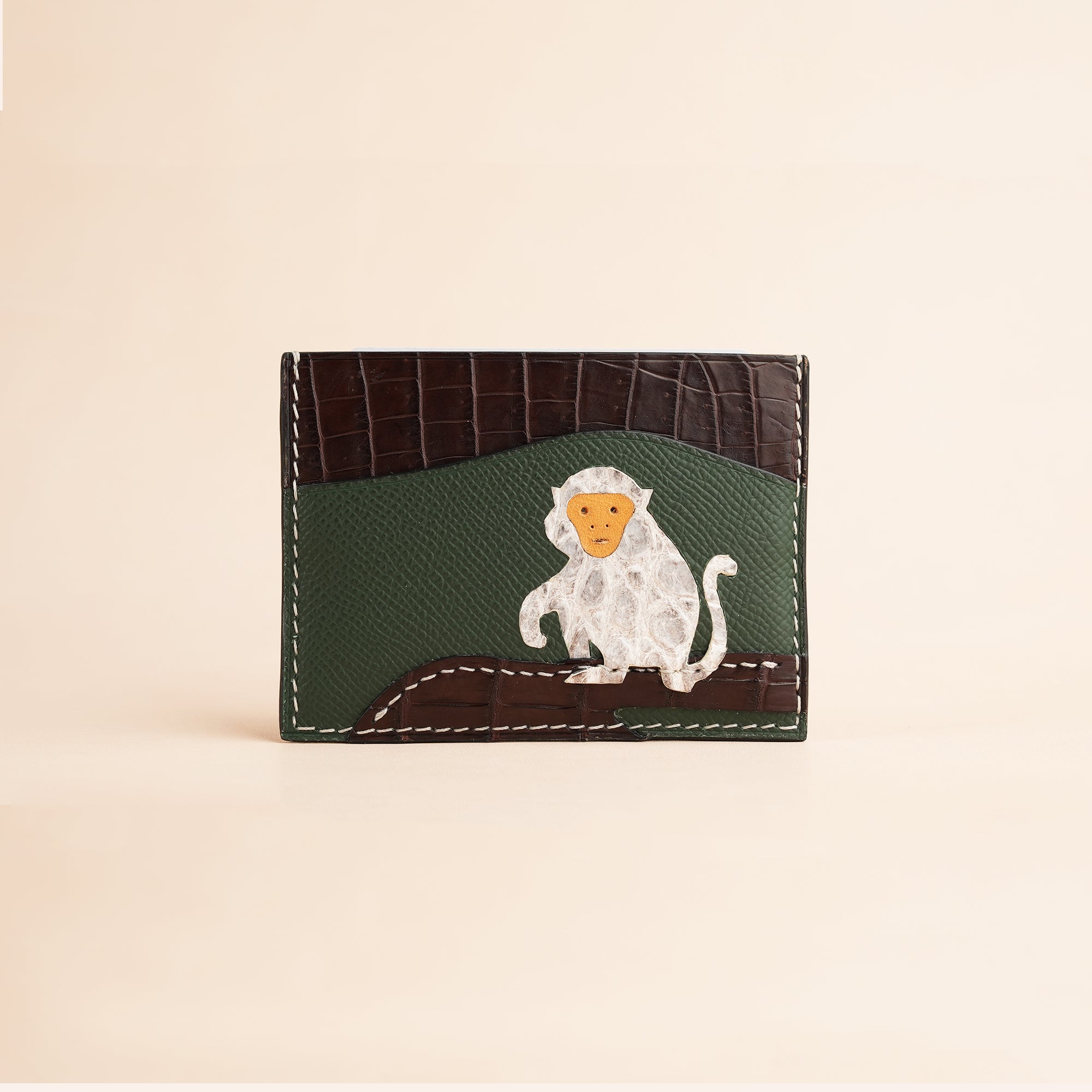 Epsom Leather mix Alligator Leather Card Holder - Stupid Monkey