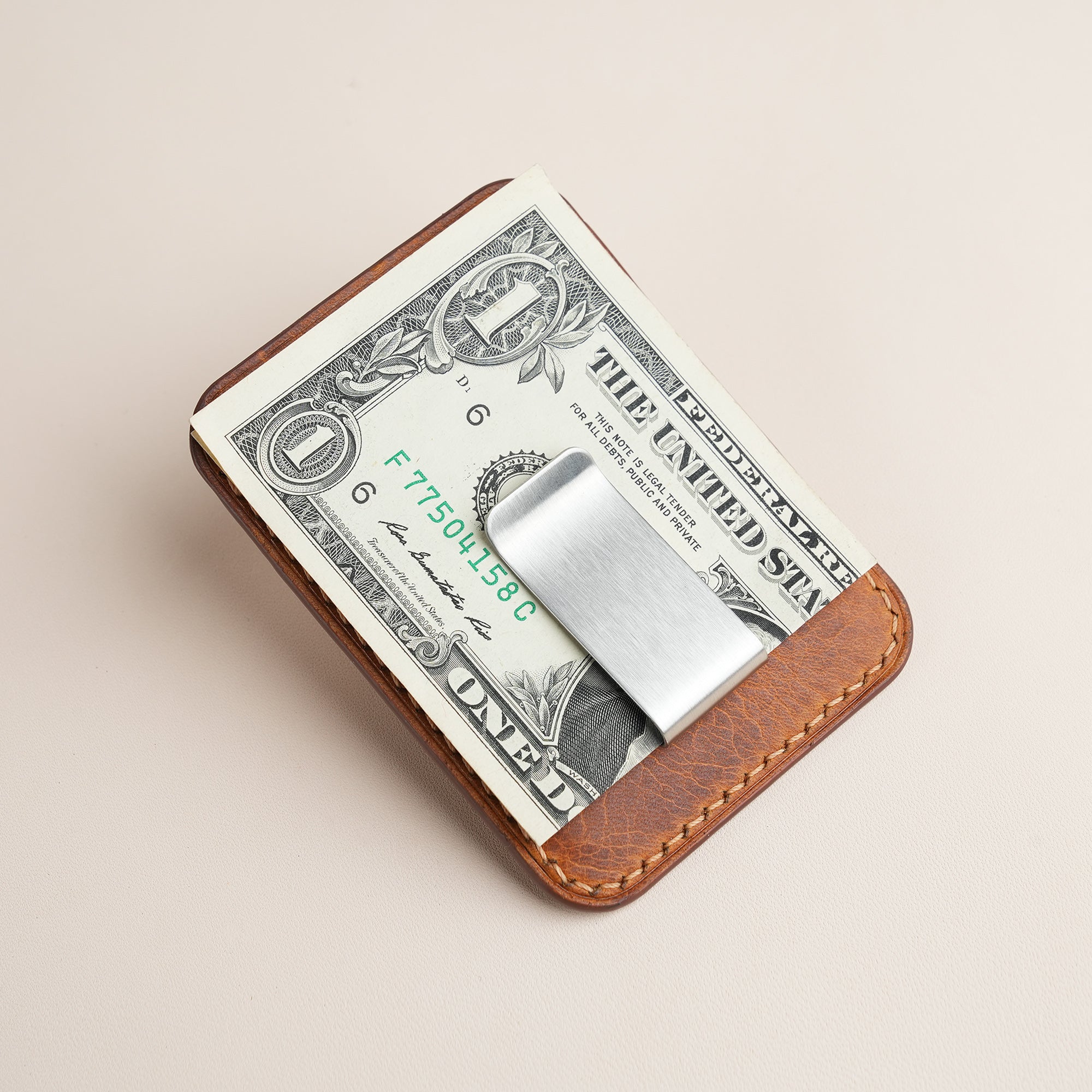 Whiskey Badalassi Carlo Waxed Leather Money Card Clip