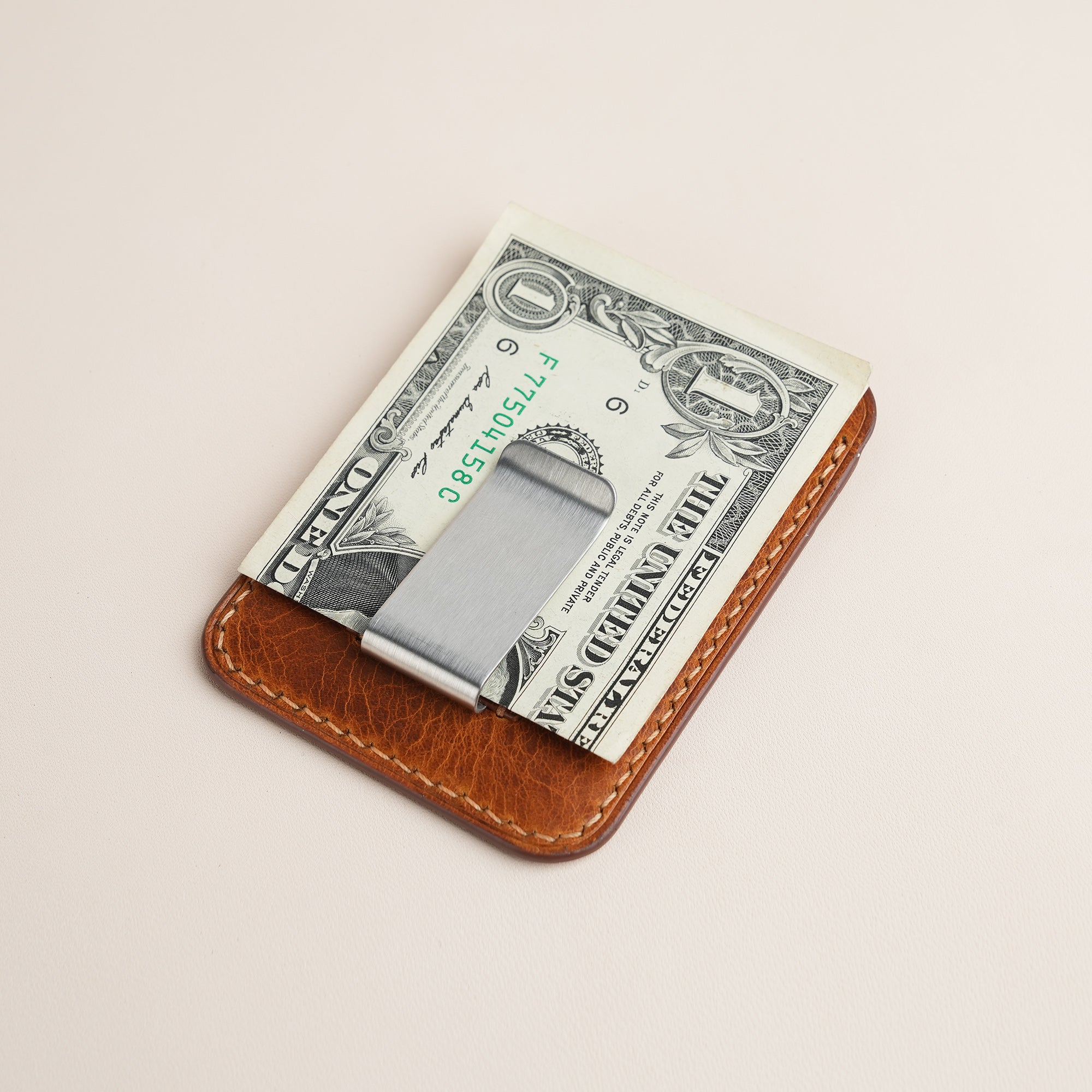 Whiskey Badalassi Carlo Waxed Leather Money Card Clip