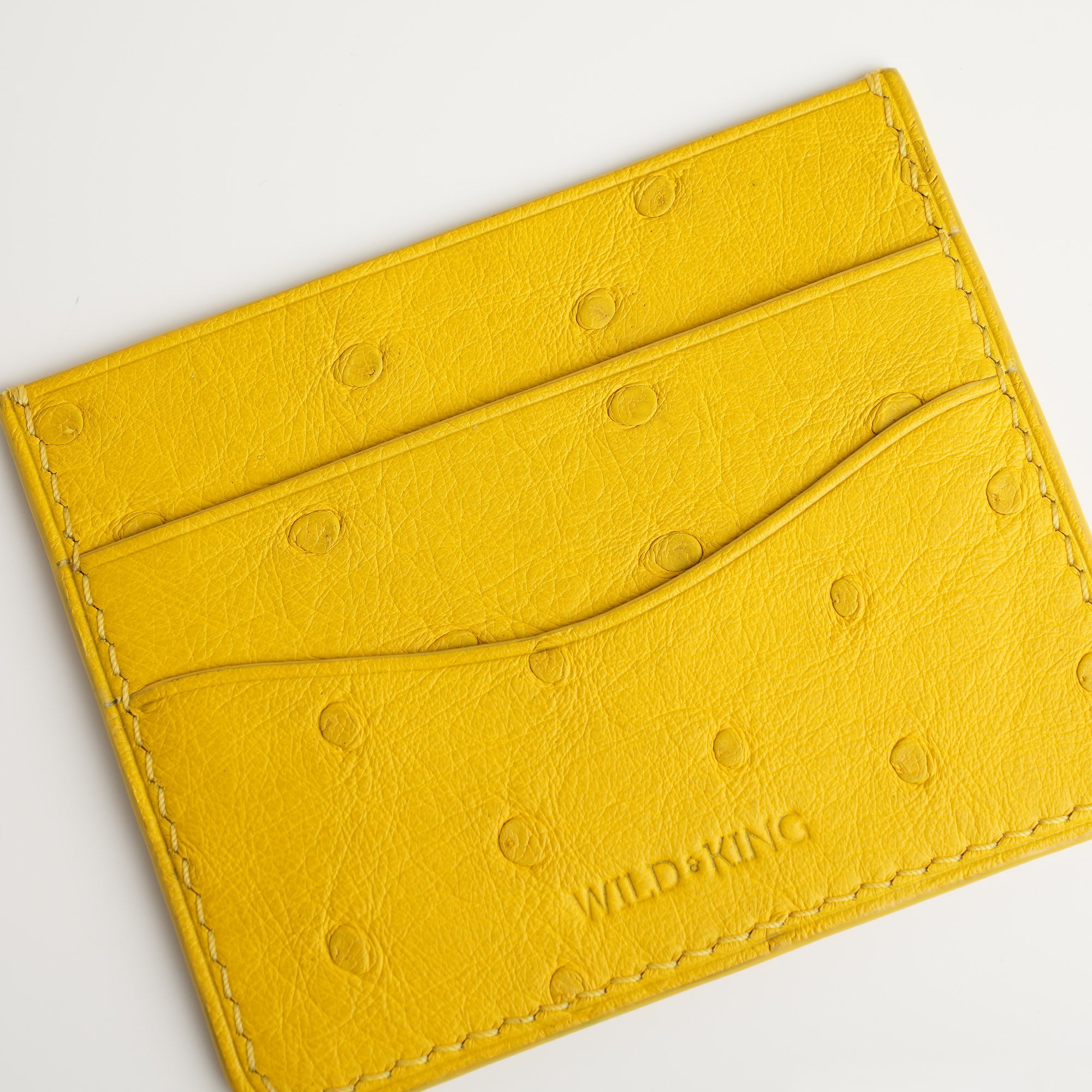 Yellow Ostrich Leather Card Holder