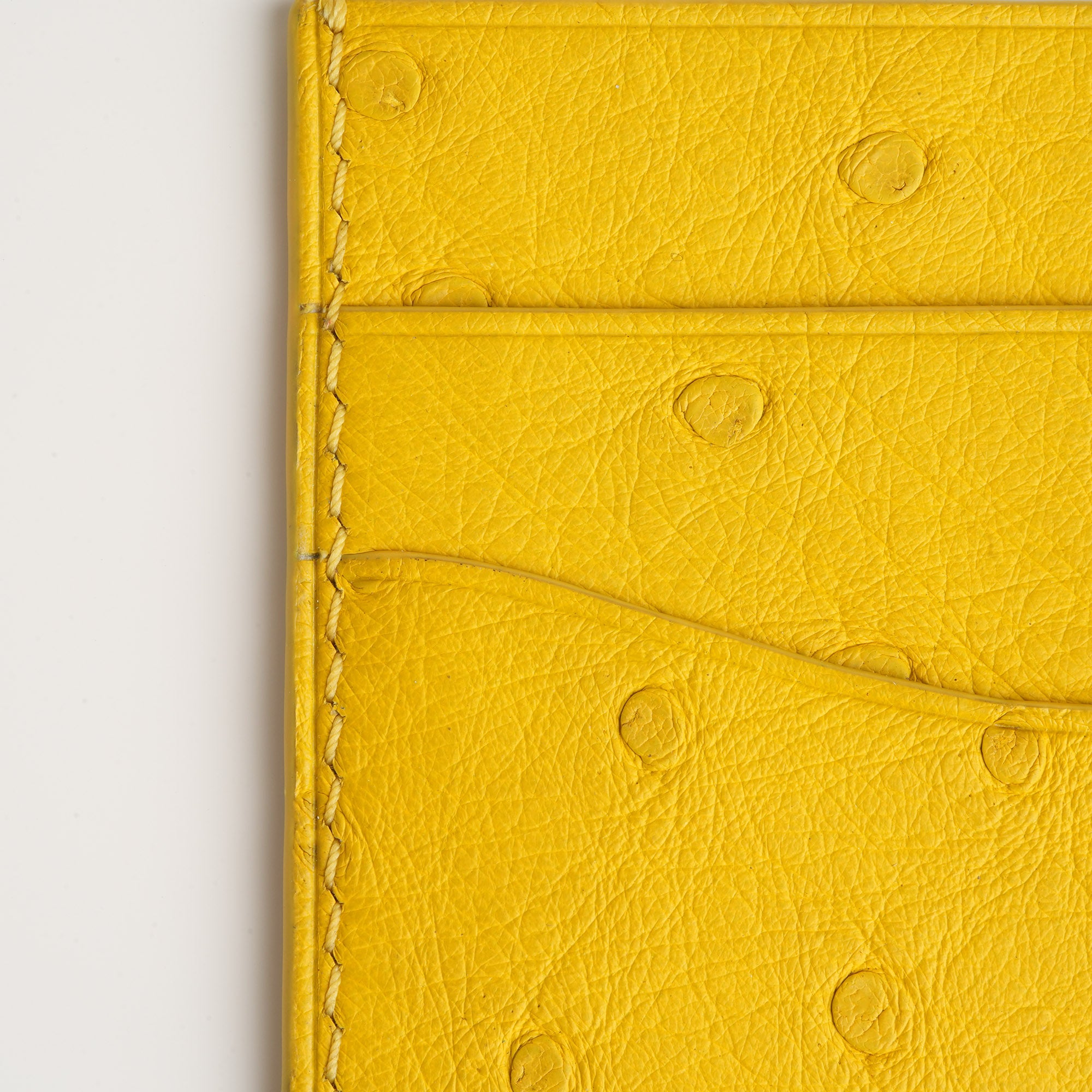 Yellow Ostrich Leather Card Holder