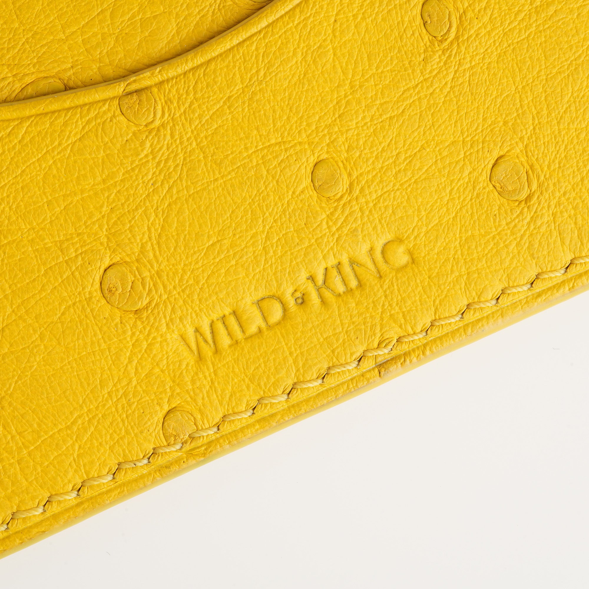 Yellow Ostrich Leather Card Holder