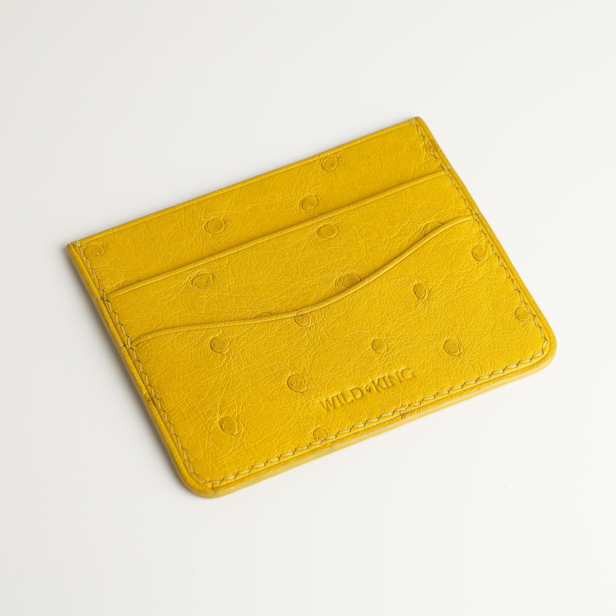 Yellow Ostrich Leather Card Holder