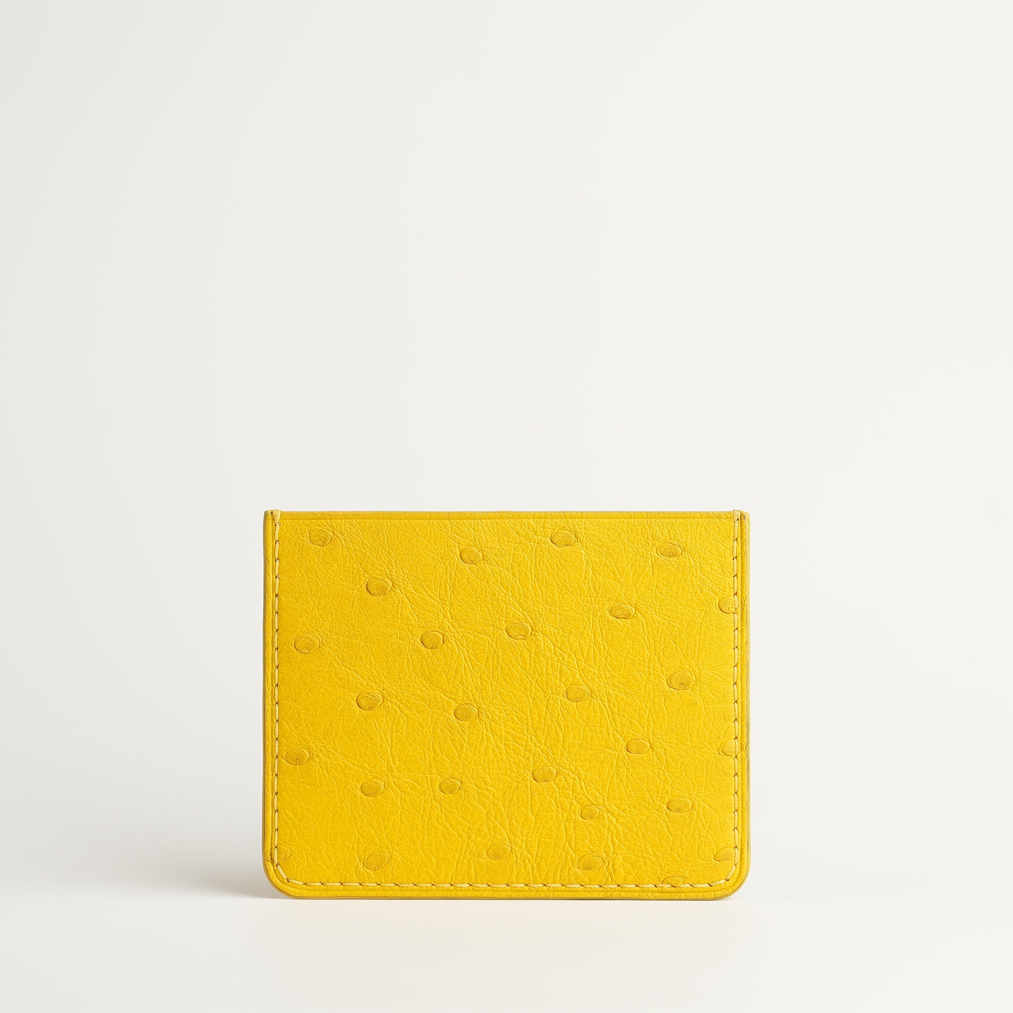 Yellow Ostrich Leather Card Holder