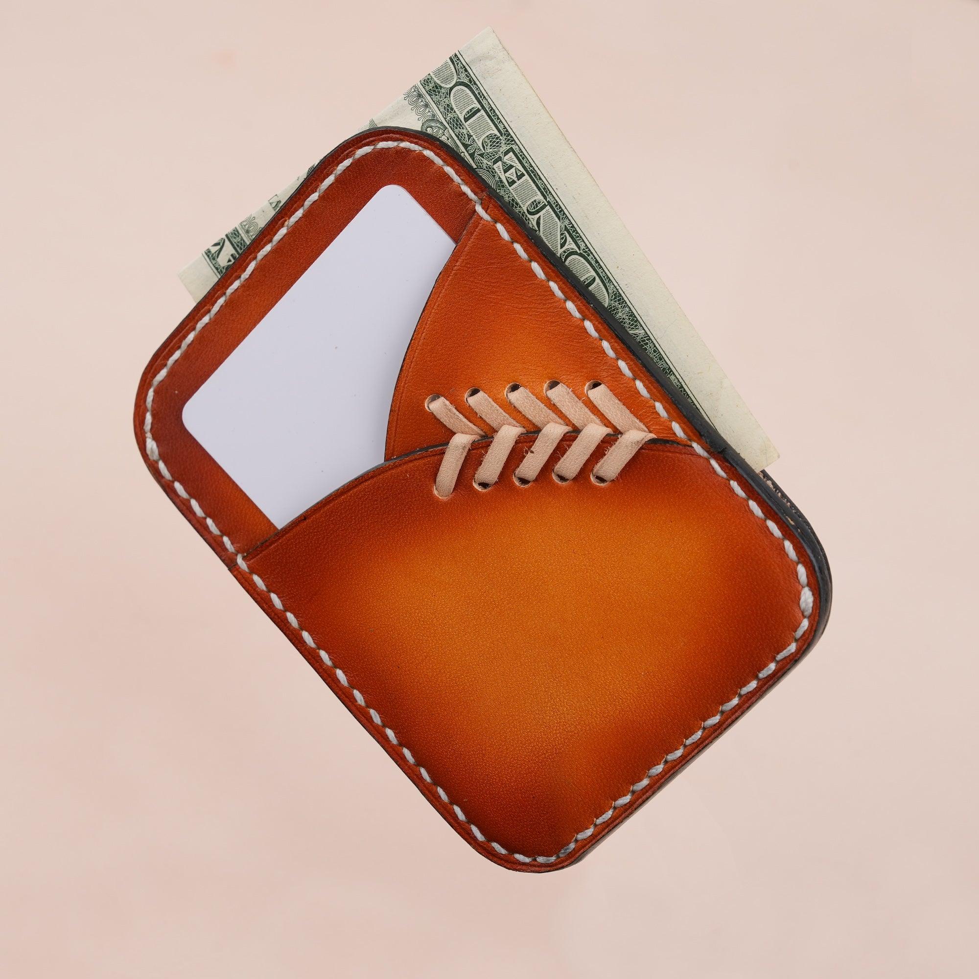 Patina Orange Baseball Glove Leather Card Holder - WildandKing