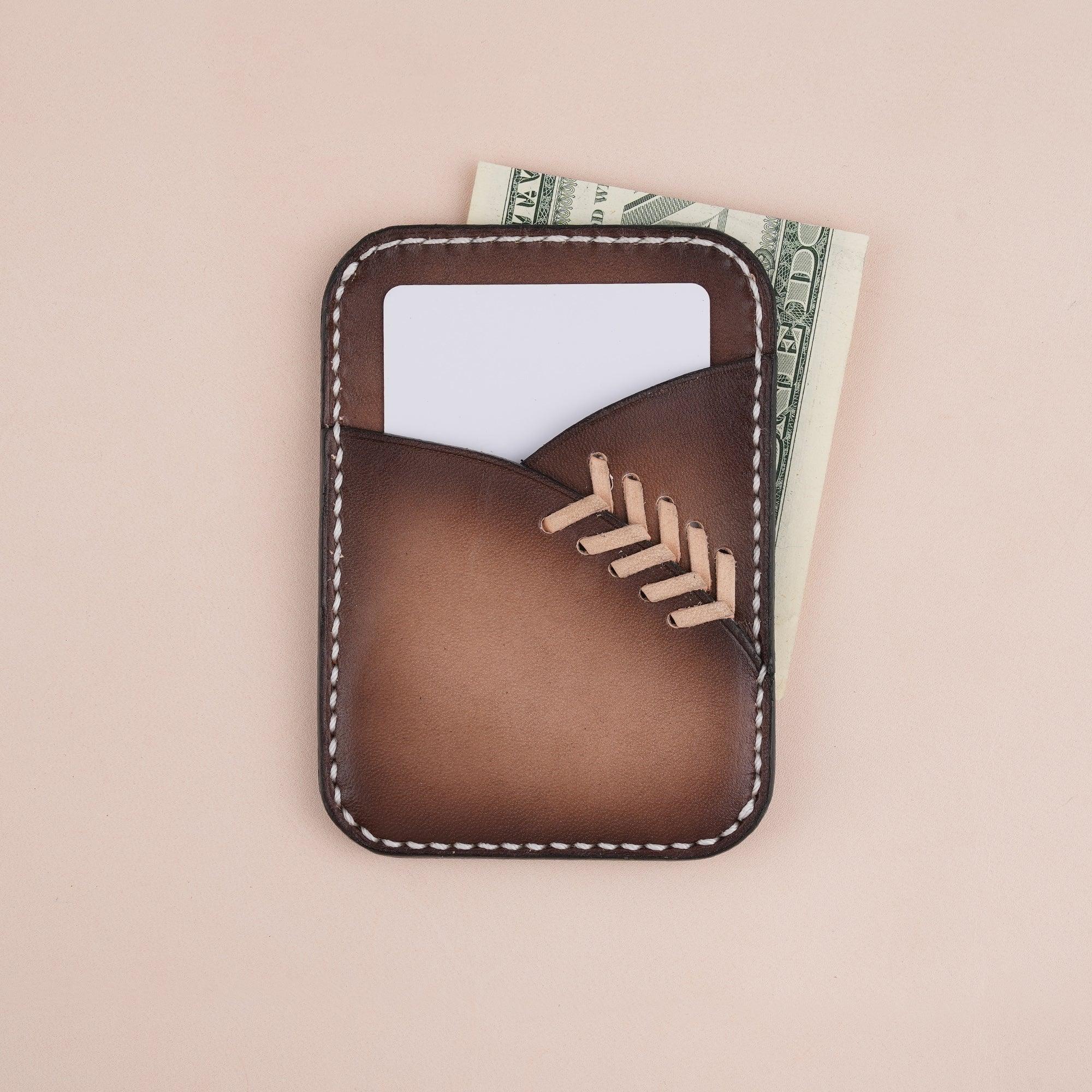 Patina Brown Baseball Glove Leather Card Holder - WildandKing