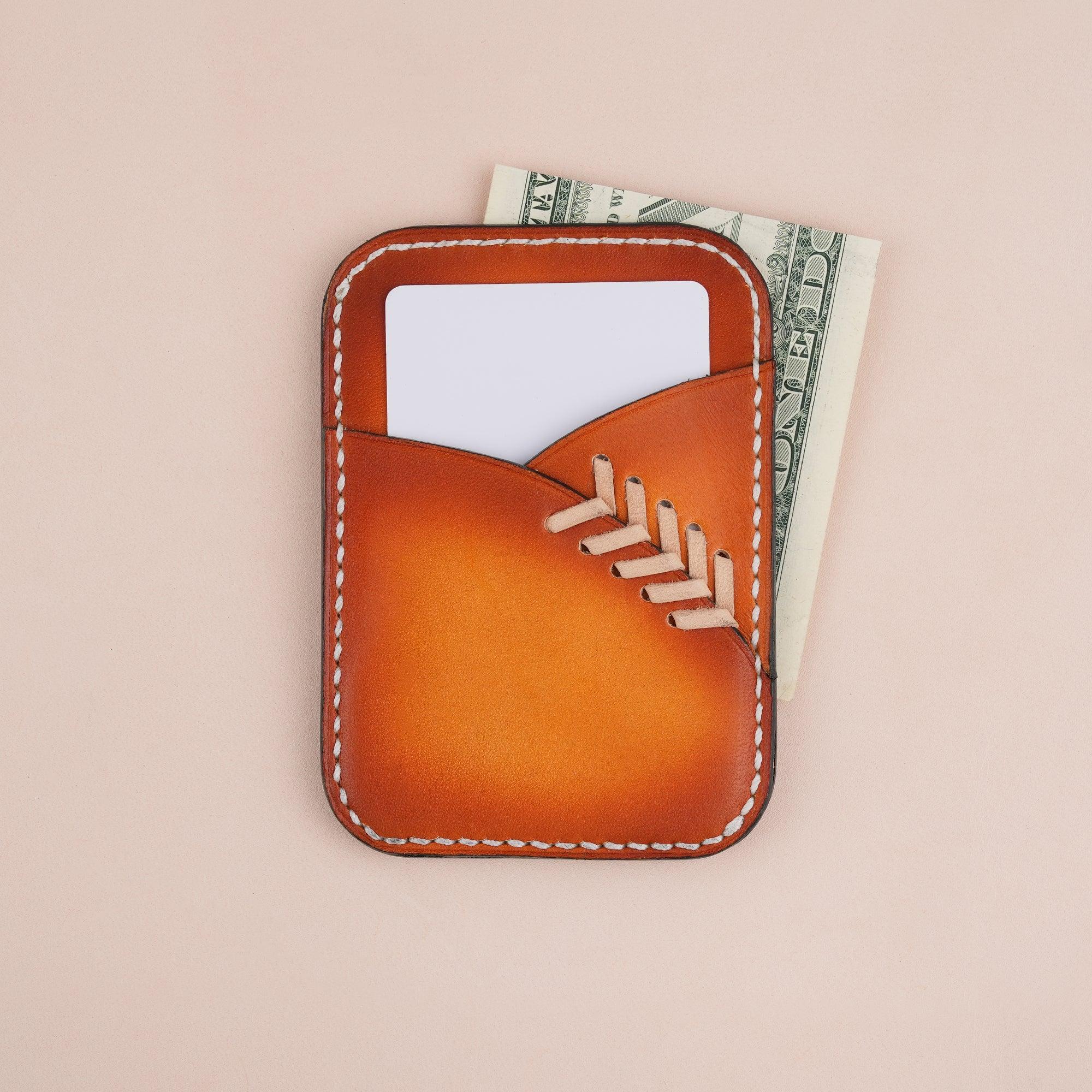 Patina Orange Baseball Glove Leather Card Holder - WildandKing