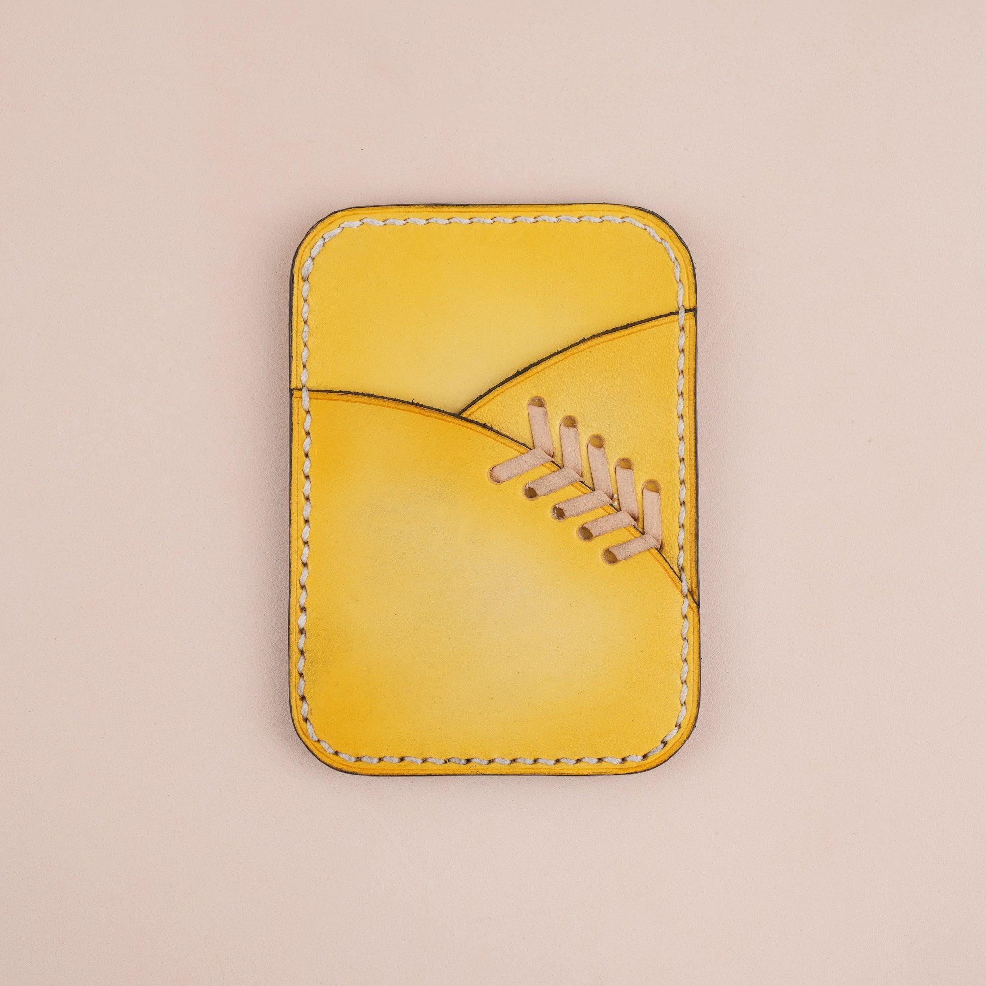 Patina Yellow Baseball Glove Leather Card Holder - WildandKing