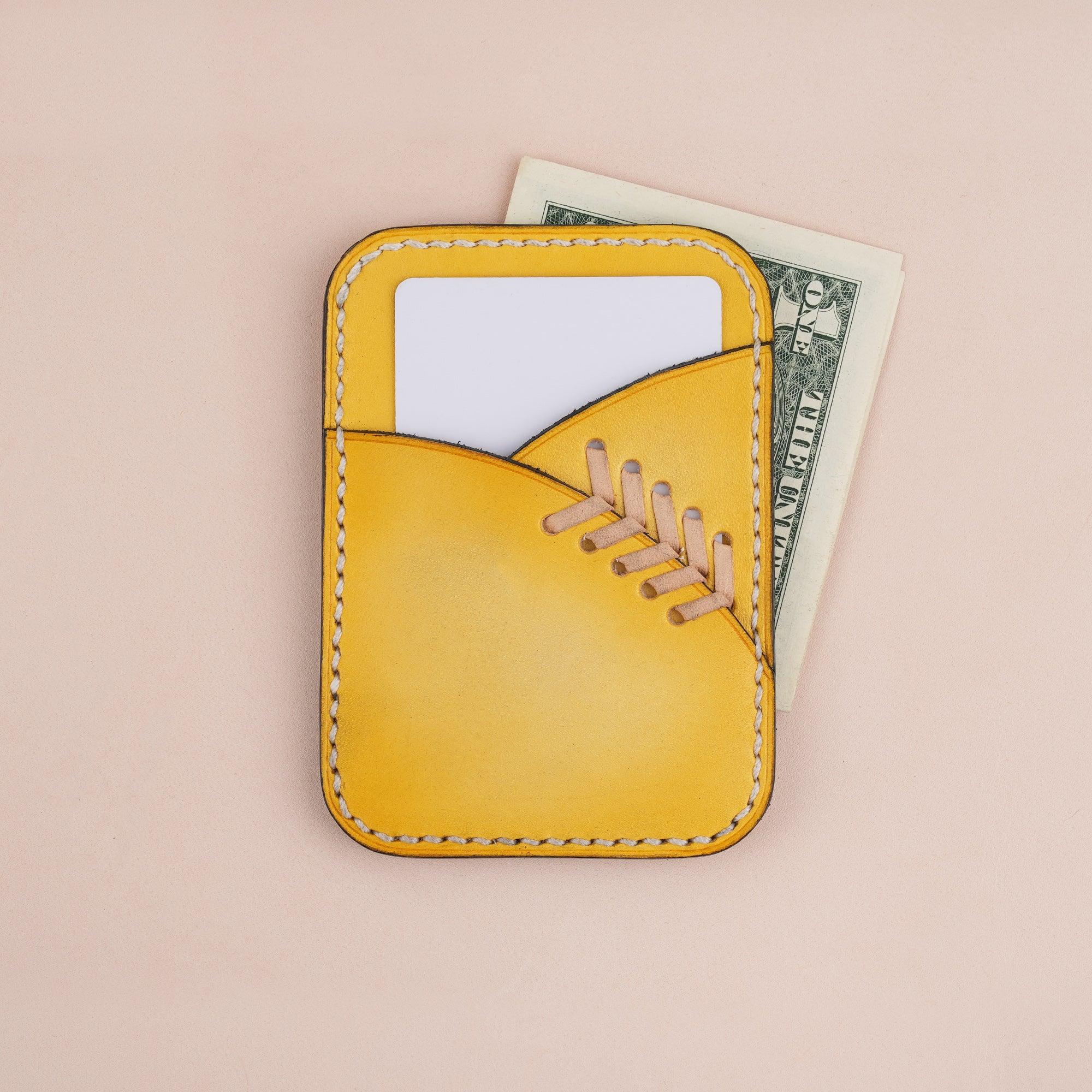 Patina Yellow Baseball Glove Leather Card Holder - WildandKing