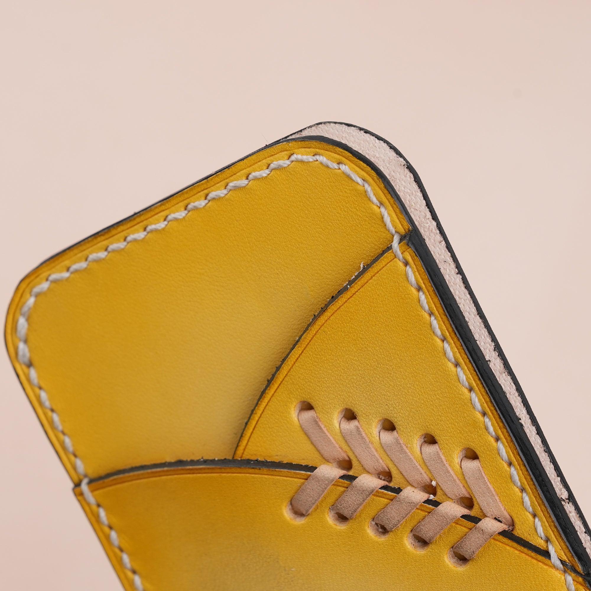 Patina Yellow Baseball Glove Leather Card Holder - WildandKing