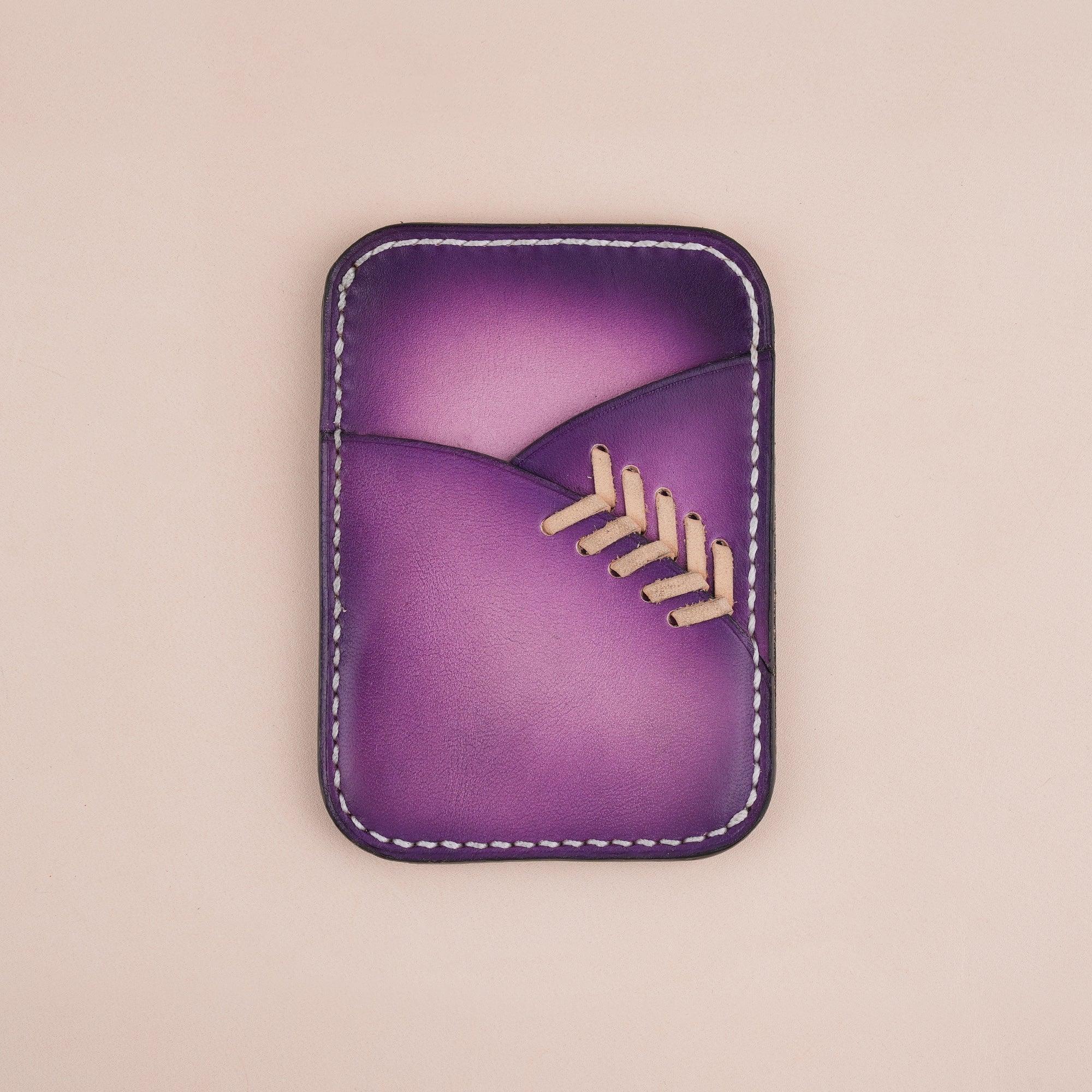 Patina Purple Baseball Glove Leather Card Holder - WildandKing