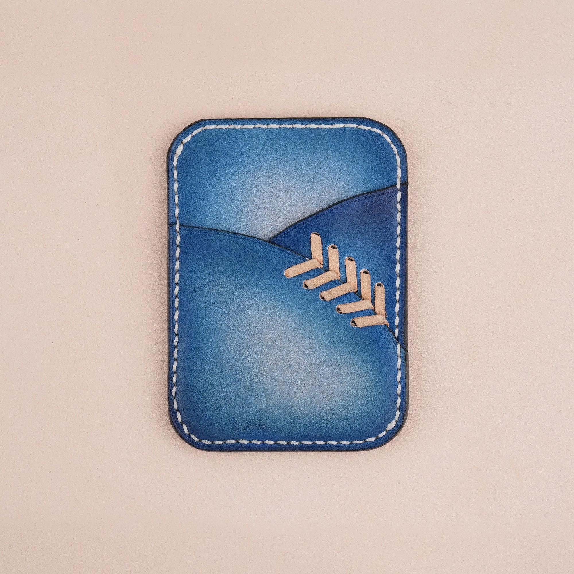 Patina Blue Baseball Glove Leather Card Holder - WildandKing