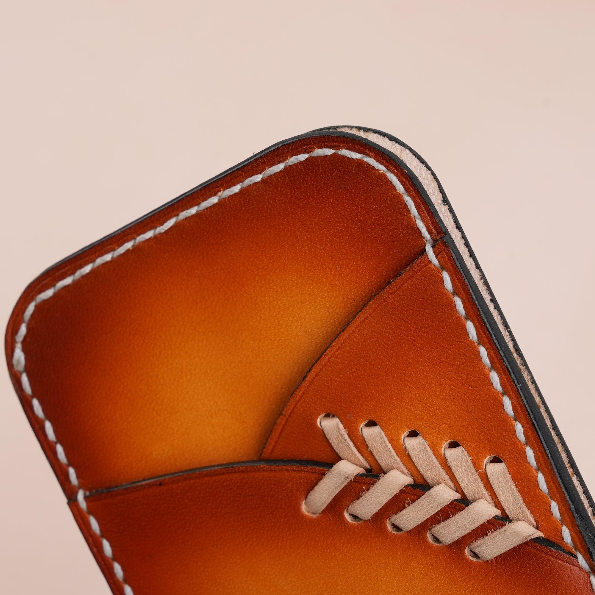 Patina Orange Baseball Glove Leather Card Holder - WildandKing