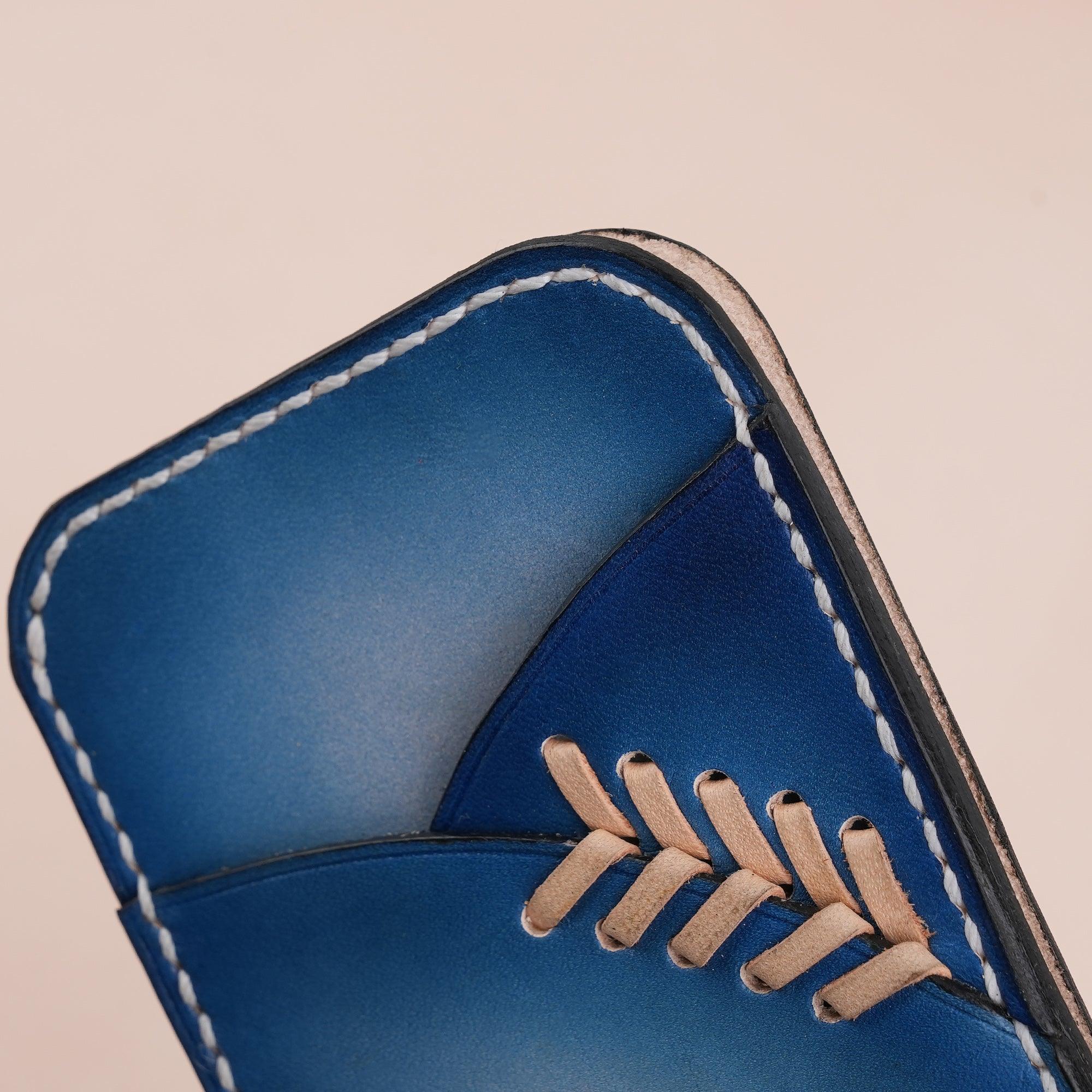 Patina Blue Baseball Glove Leather Card Holder - WildandKing