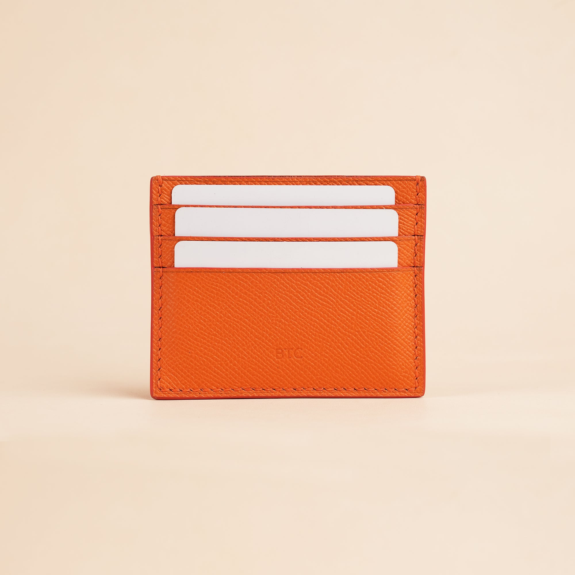 Orange Alligator Leather Card Holder - Patina Finish