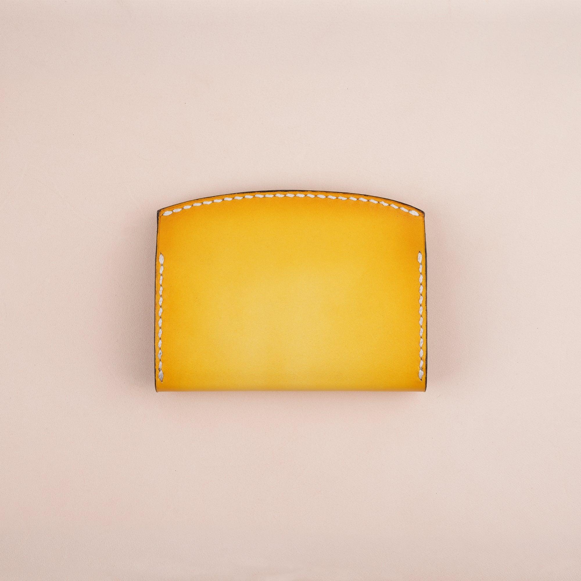 Patina Yellow Card Pouch Leather Wallet Small - WildandKing