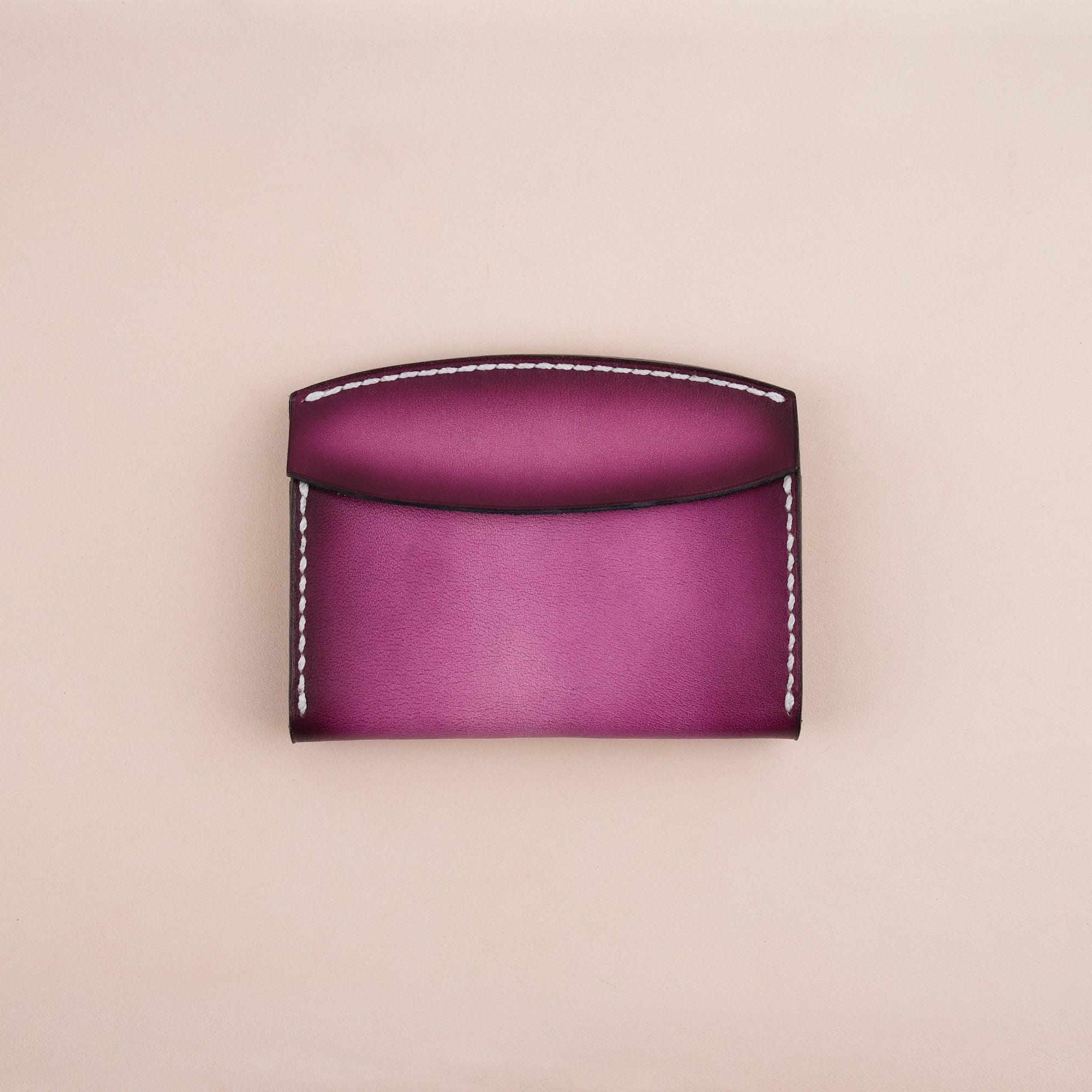 Patina Dark Pink Card Pouch Leather Wallet Small - WildandKing