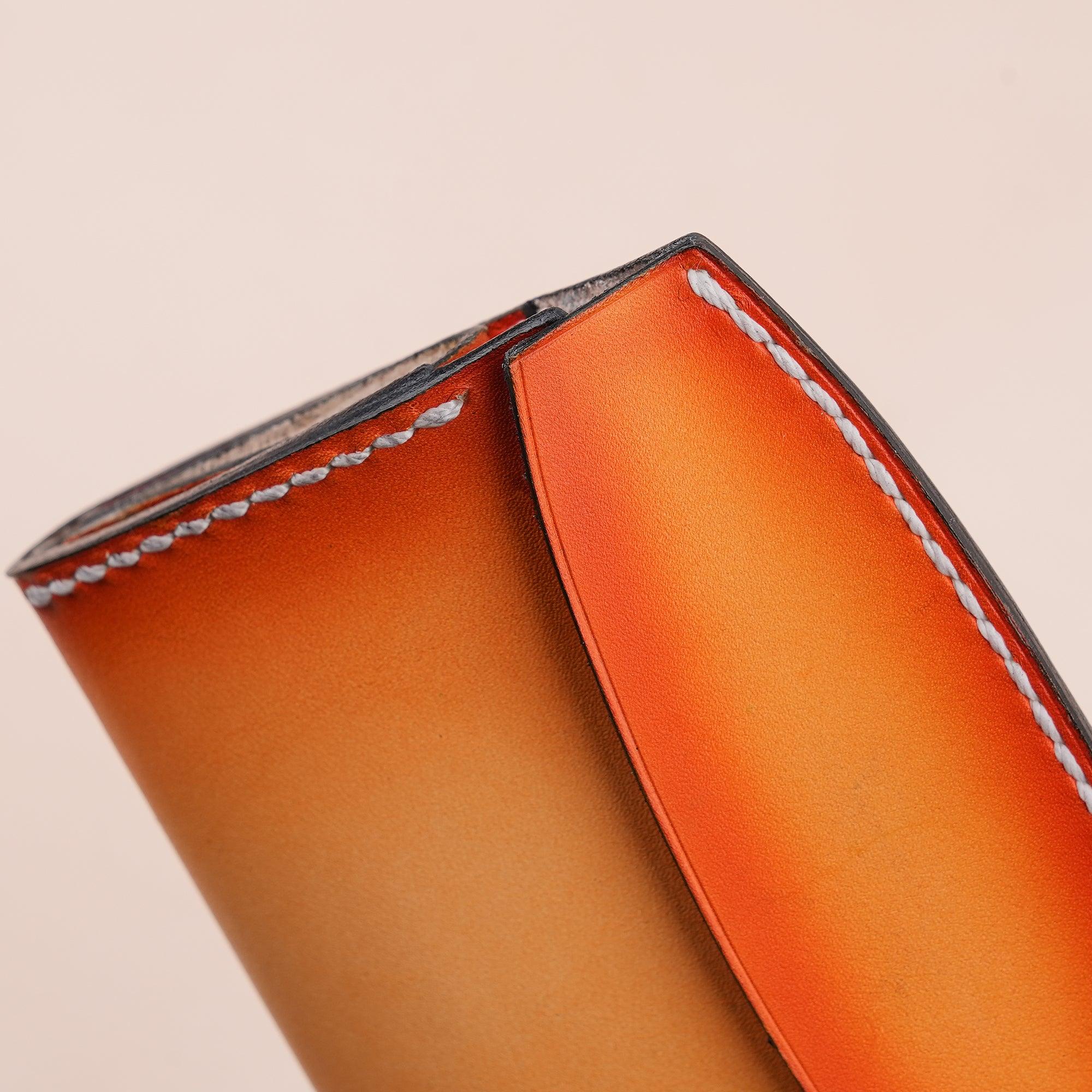 Patina Orange Card Pouch Leather Wallet Small - WildandKing