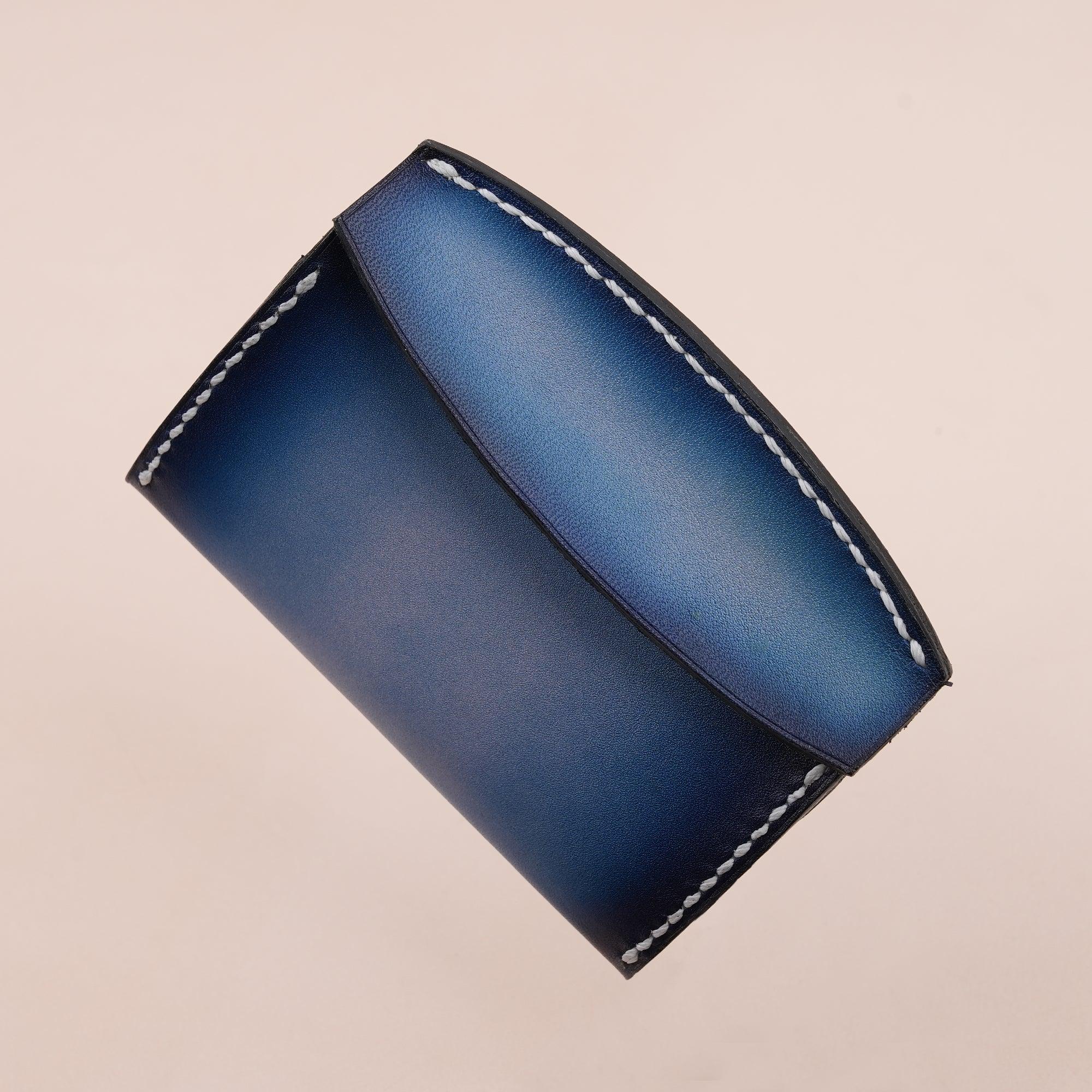 Patina Blue Card Pouch Leather Wallet Small - WildandKing