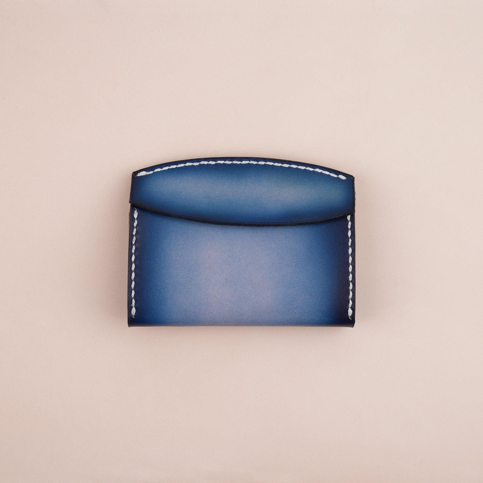 Patina Blue Card Pouch Leather Wallet Small - WildandKing