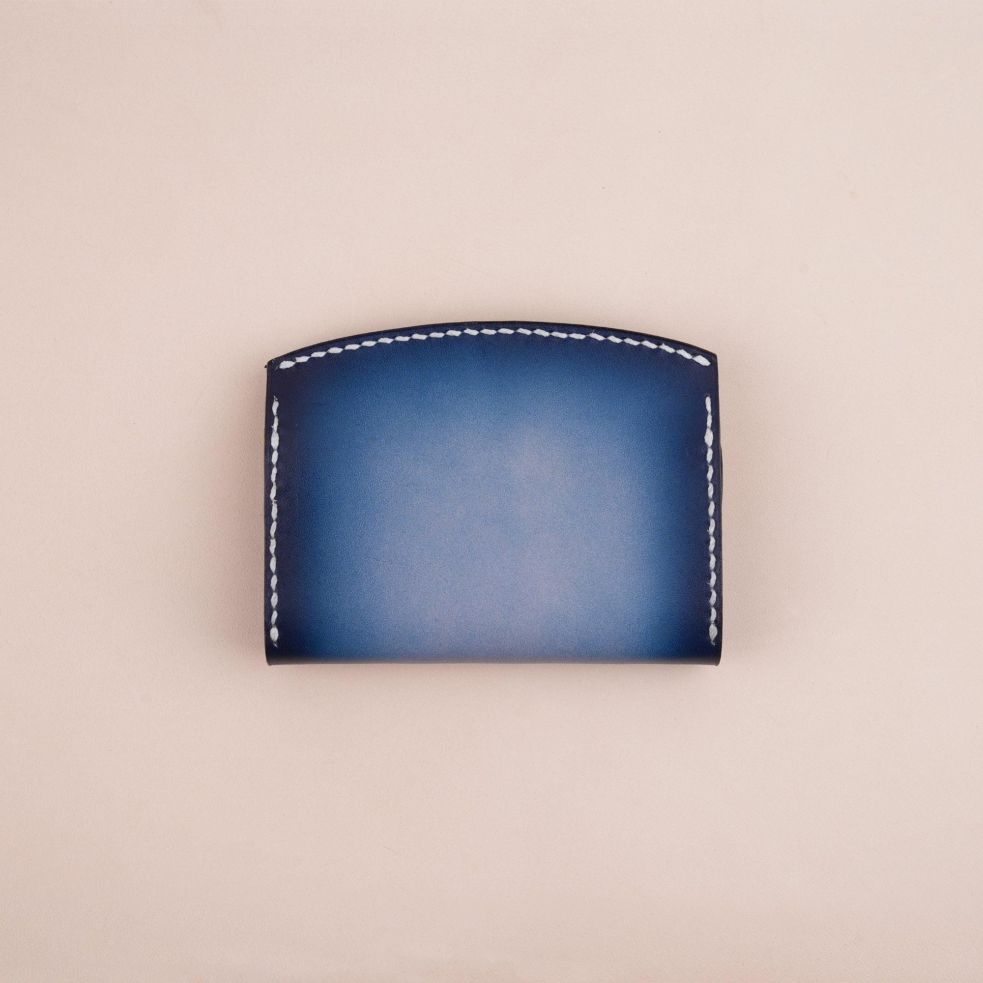 Patina Blue Card Pouch Leather Wallet Small - WildandKing