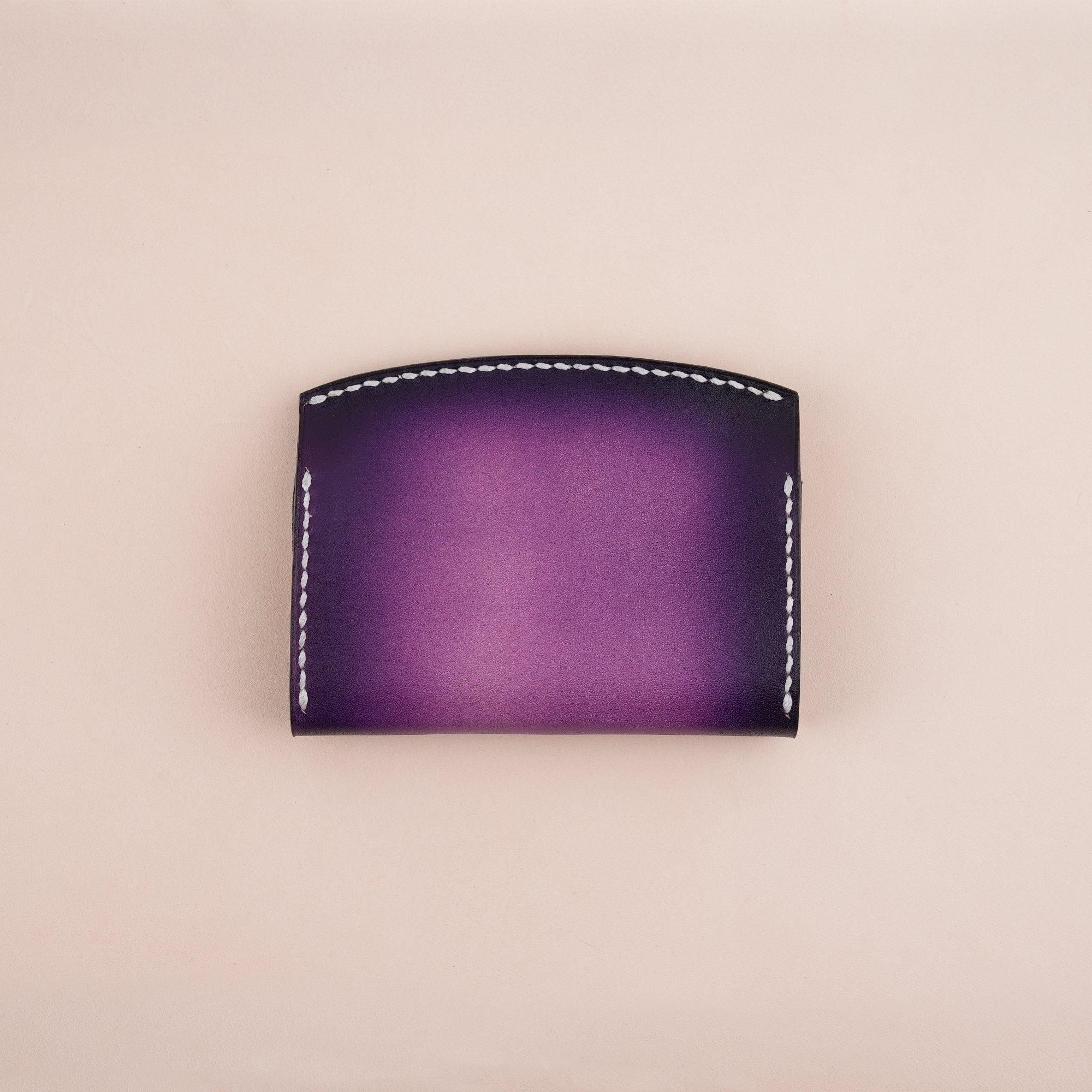 Patina Purple Card Pouch Leather Wallet Small - WildandKing