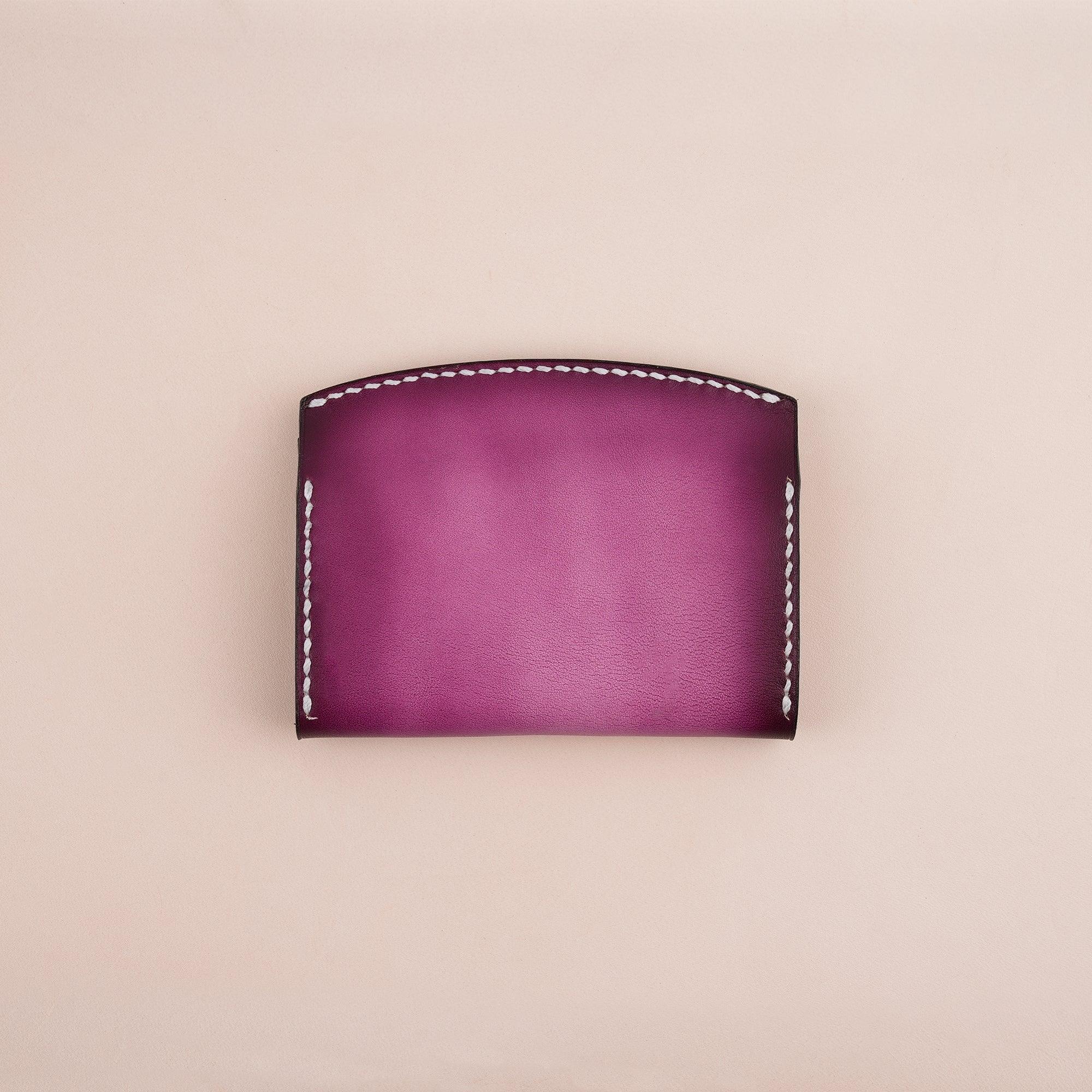 Patina Dark Pink Card Pouch Leather Wallet Small - WildandKing